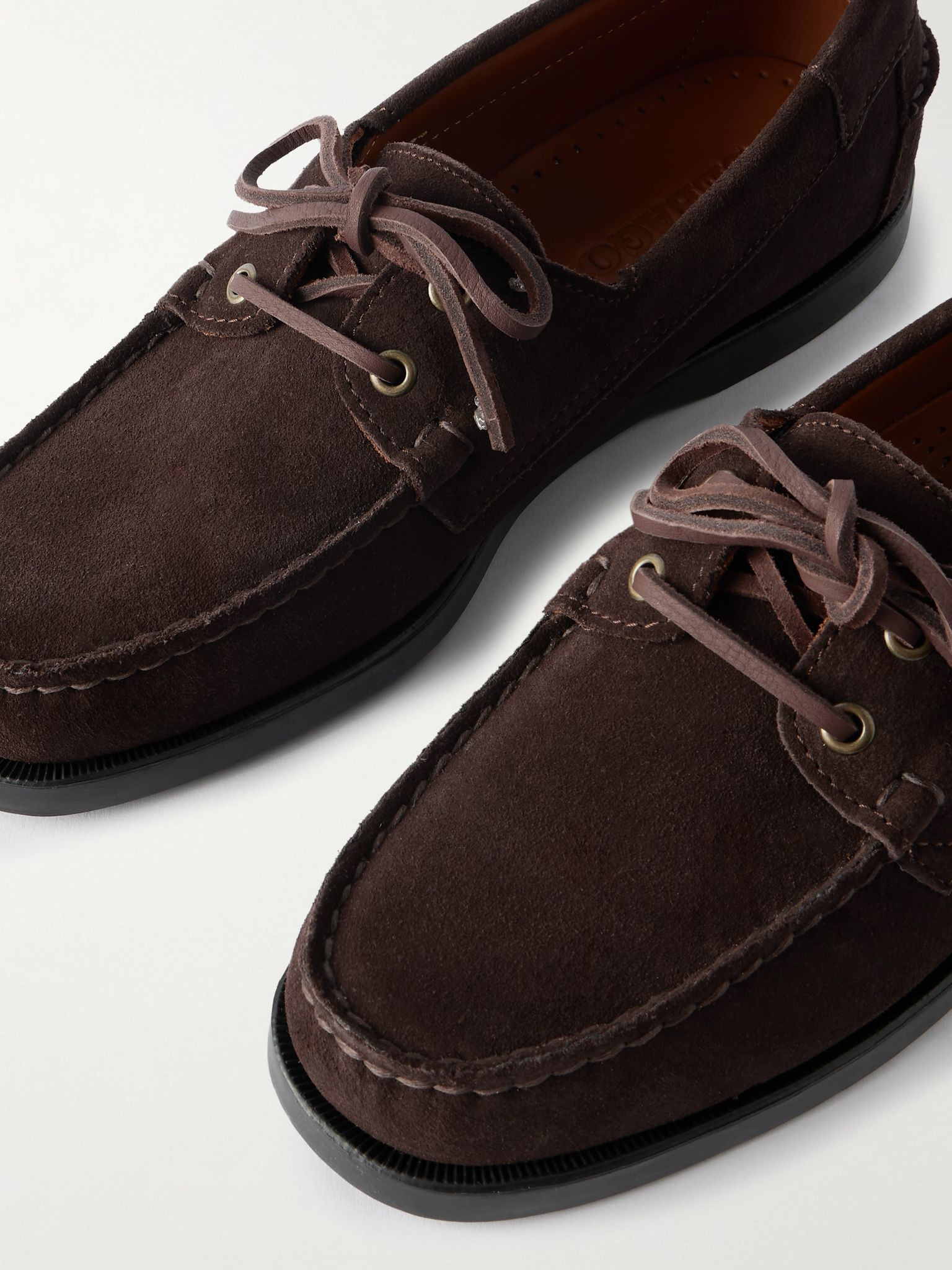 Docksides Portland Leather-Trimmed Suede Boat Shoes Brown - 5