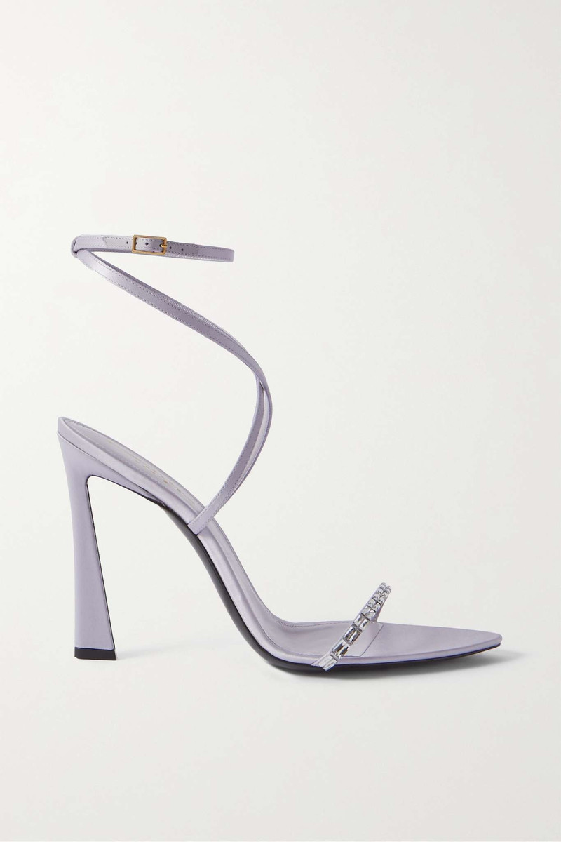Crystal-embellished satin sandals - 1