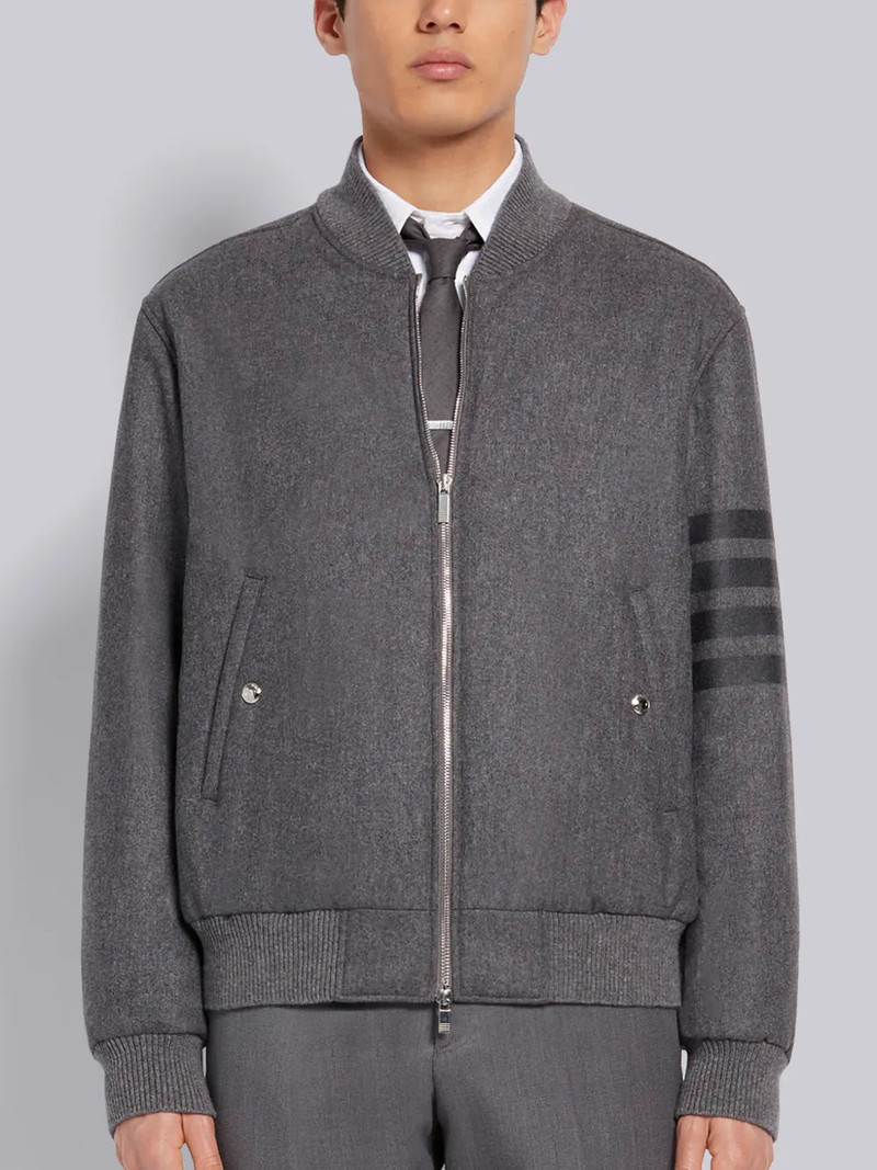 Medium Grey Tech Down Wool Flannel Tonal 4-Bar Relaxed Blouson Jacket 1