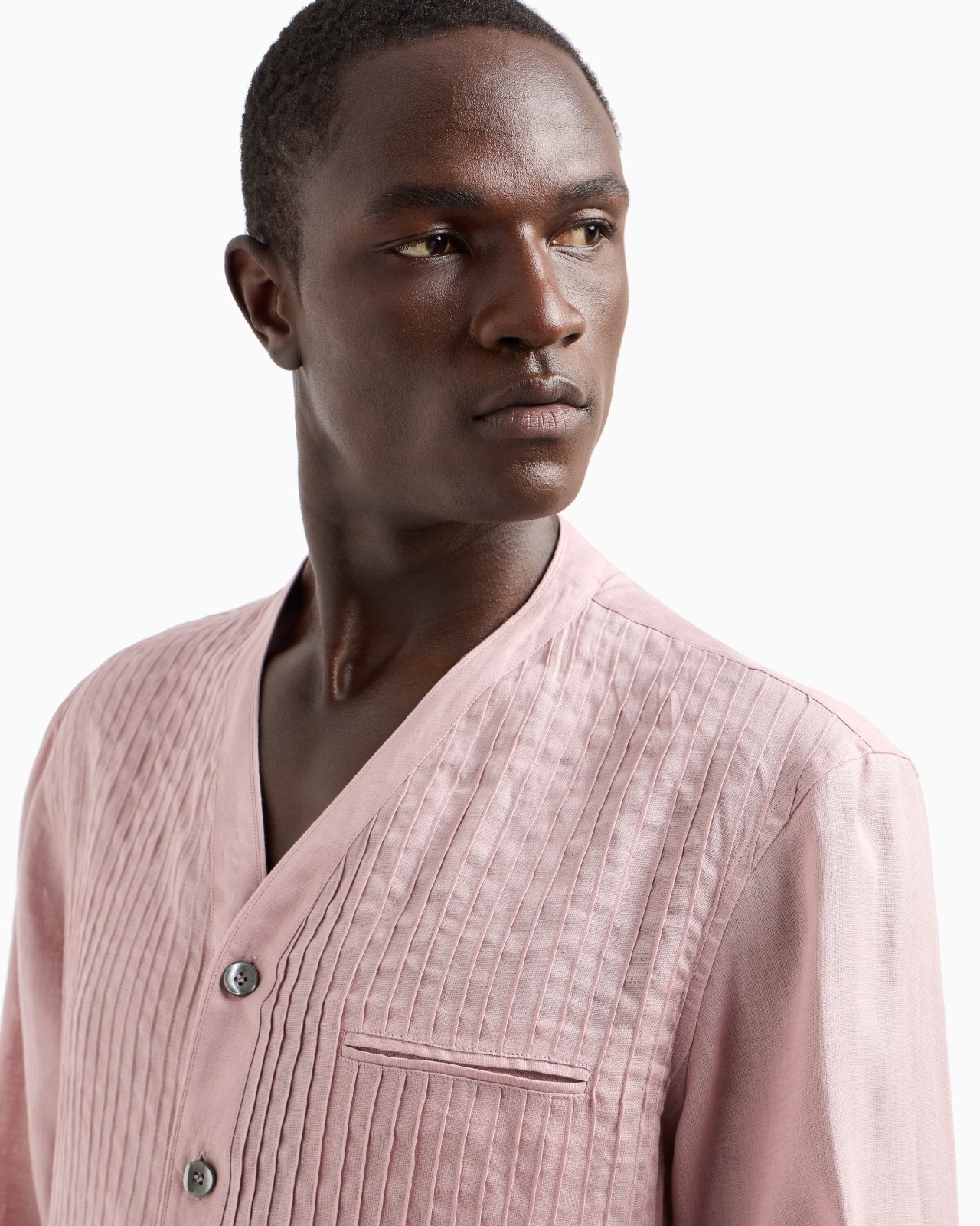 REGULAR-FIT LINEN SHIRT WITH FRONT RIBS - 5