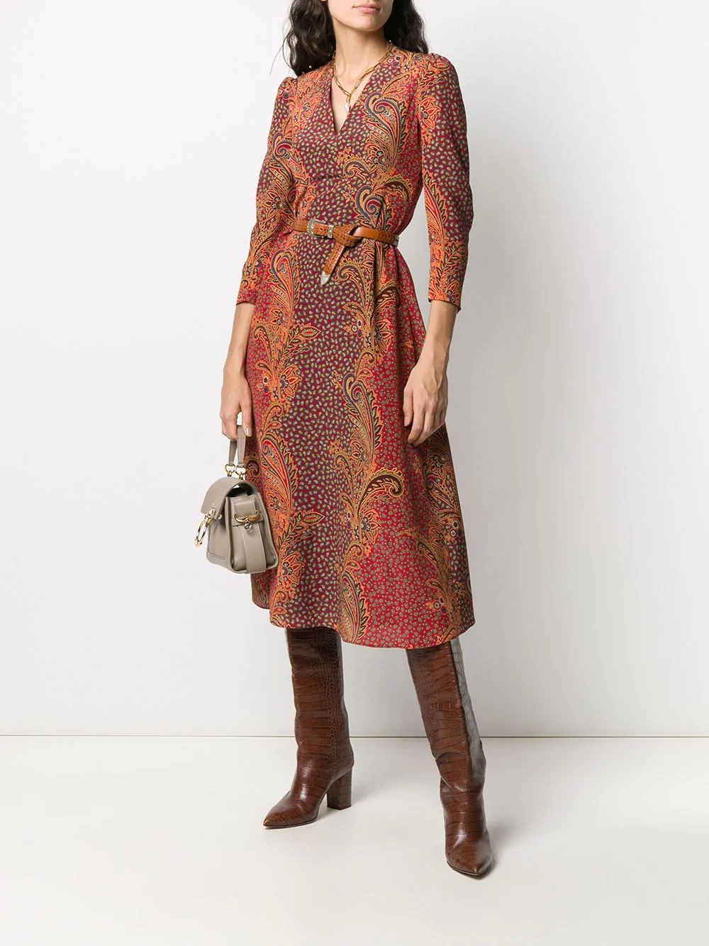 paisley print midi dress - 2