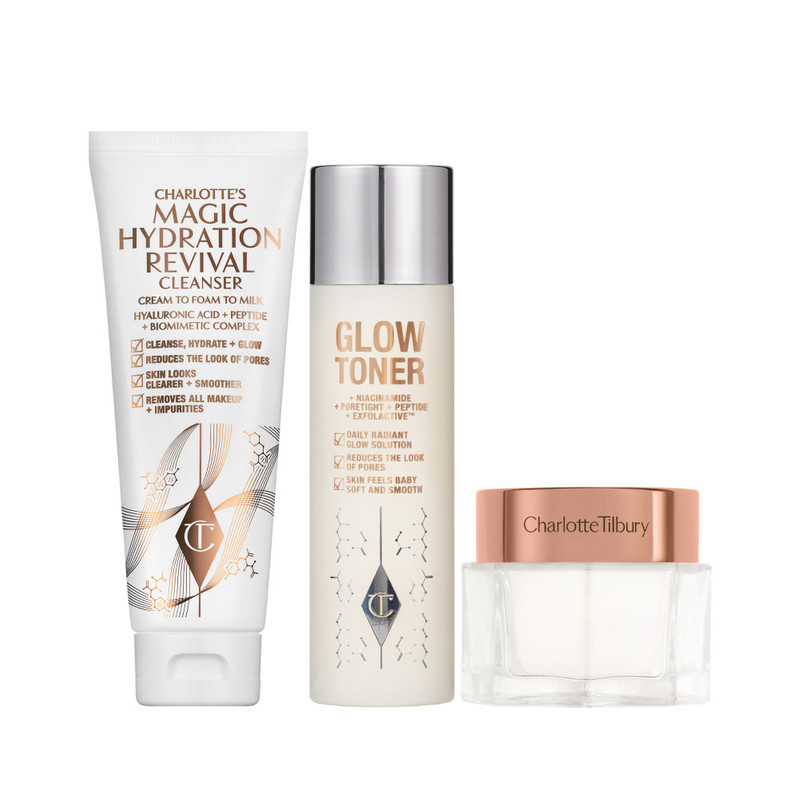 CHARLOTTE’S MAGIC MINI CLEANSE, TONE & GLOW SET SKINCARE KIT 1