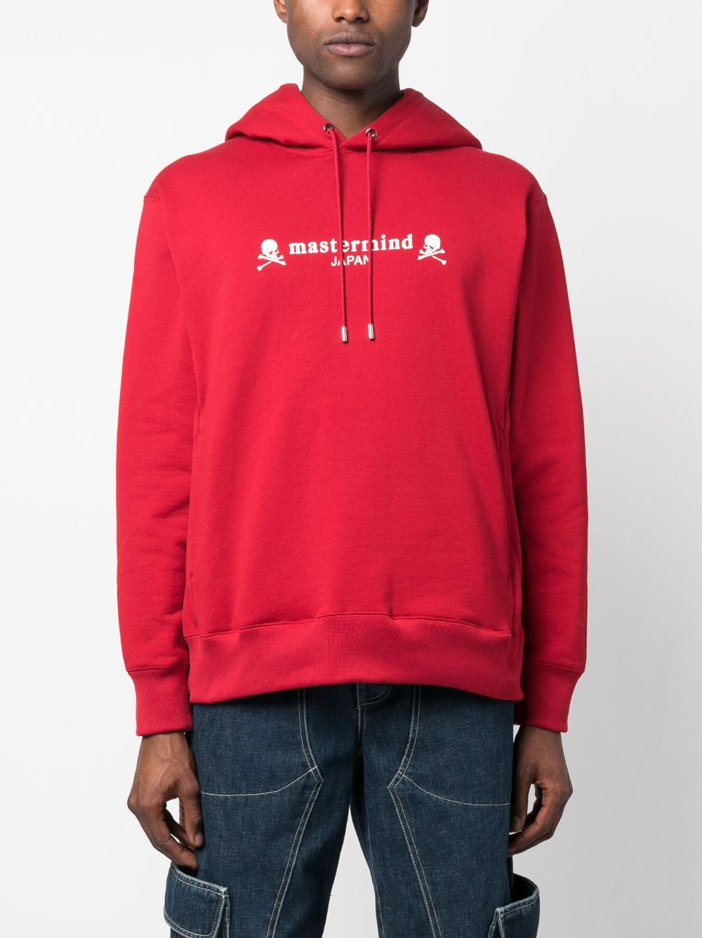 logo-print cotton hoodie - 3