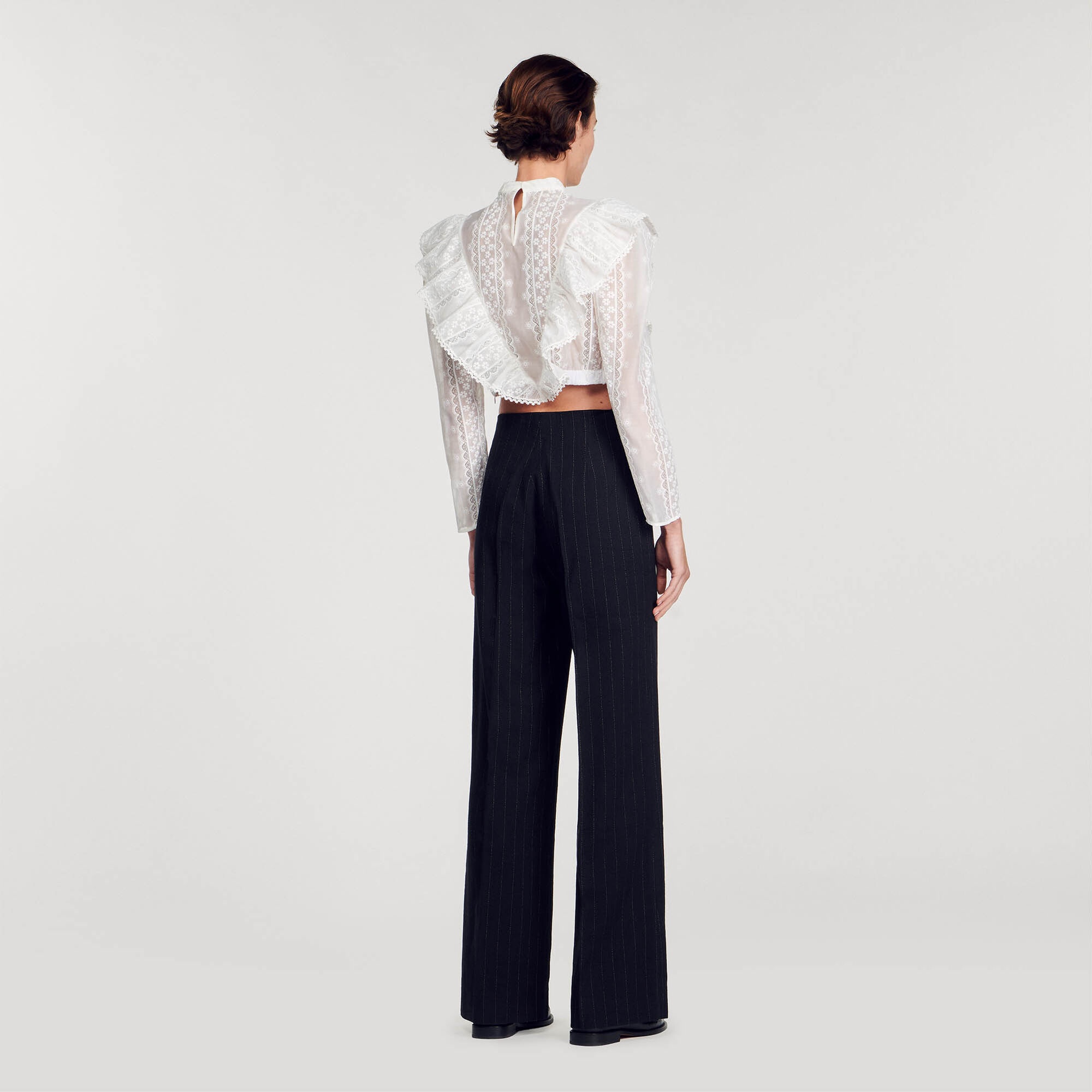 WIDE-LEG DOUBLE WAISTBAND TROUSERS - 6