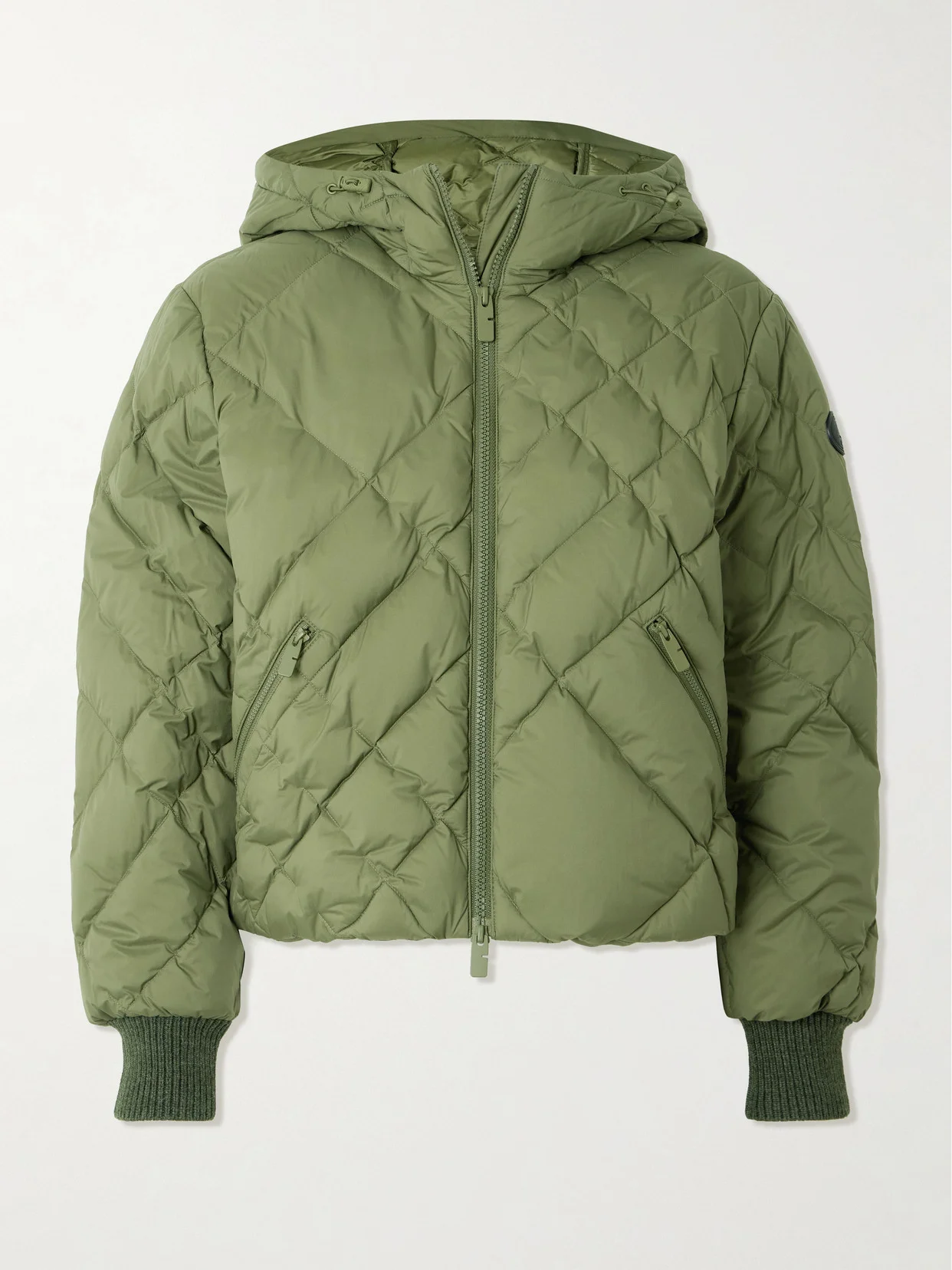 Hooded Appliquéd Leather-trimmed Padded Quilted Shell Down Jacket - 1