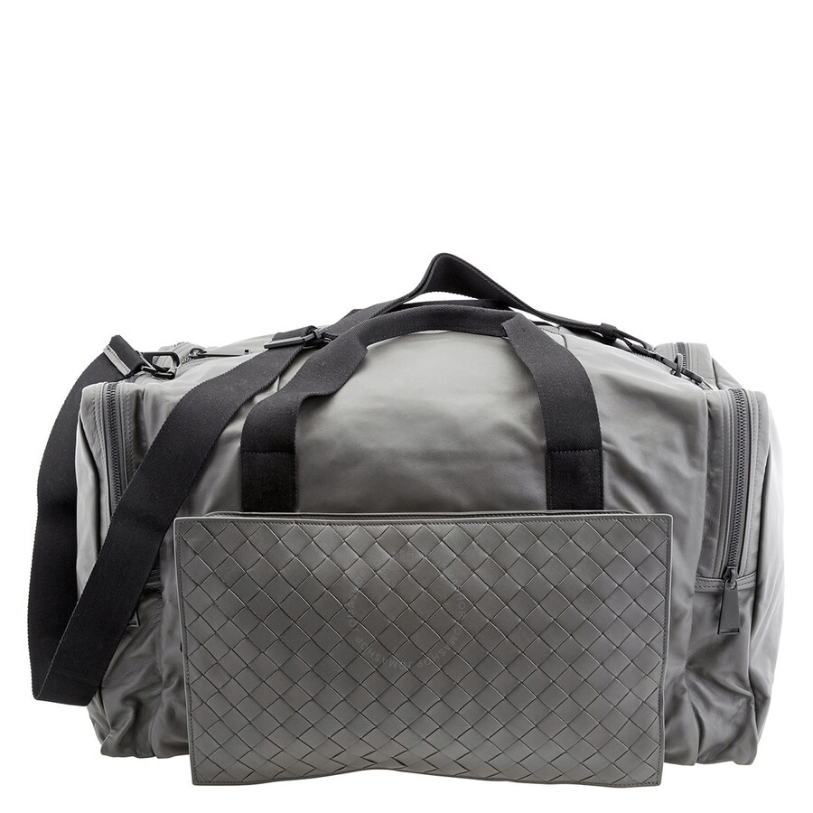 Bottega Veneta Men's Leather Duffle Bag In Grey - 1