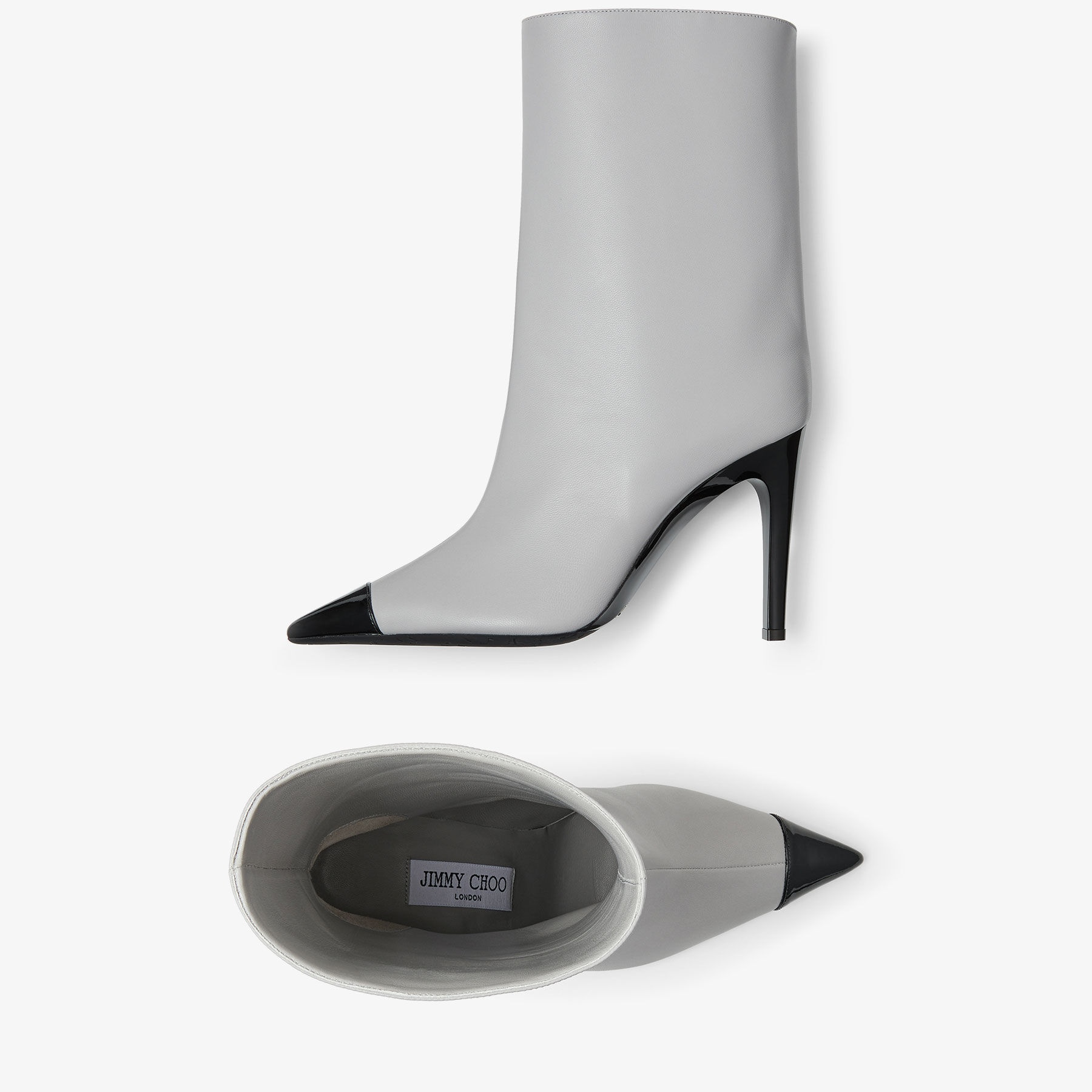 Cierra 100
Marl Grey Luxe Nappa Leather Boots with Black Patent Heel and Toe Detail - 5