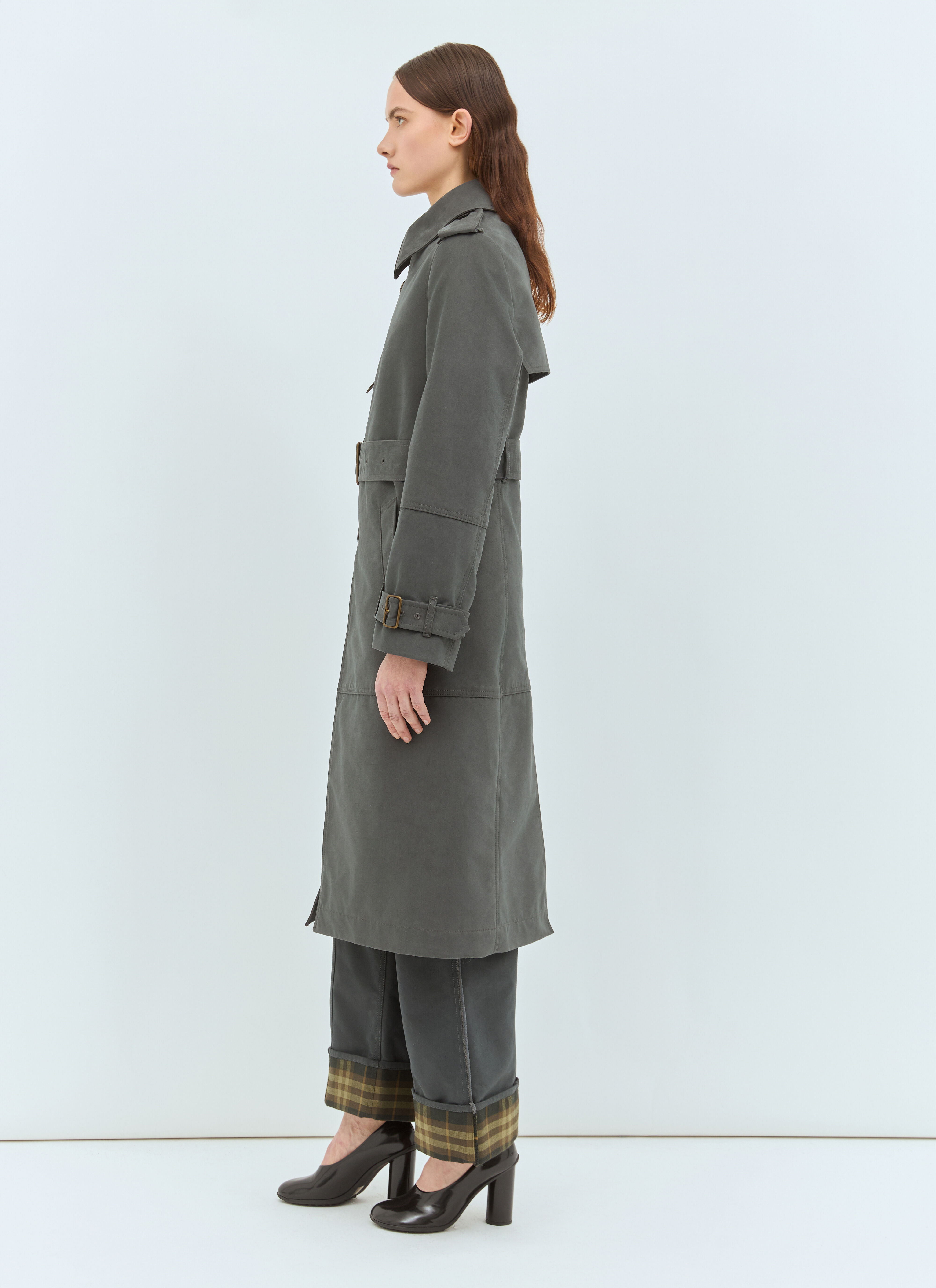 Long Cotton Nylon Trench Coat - 4