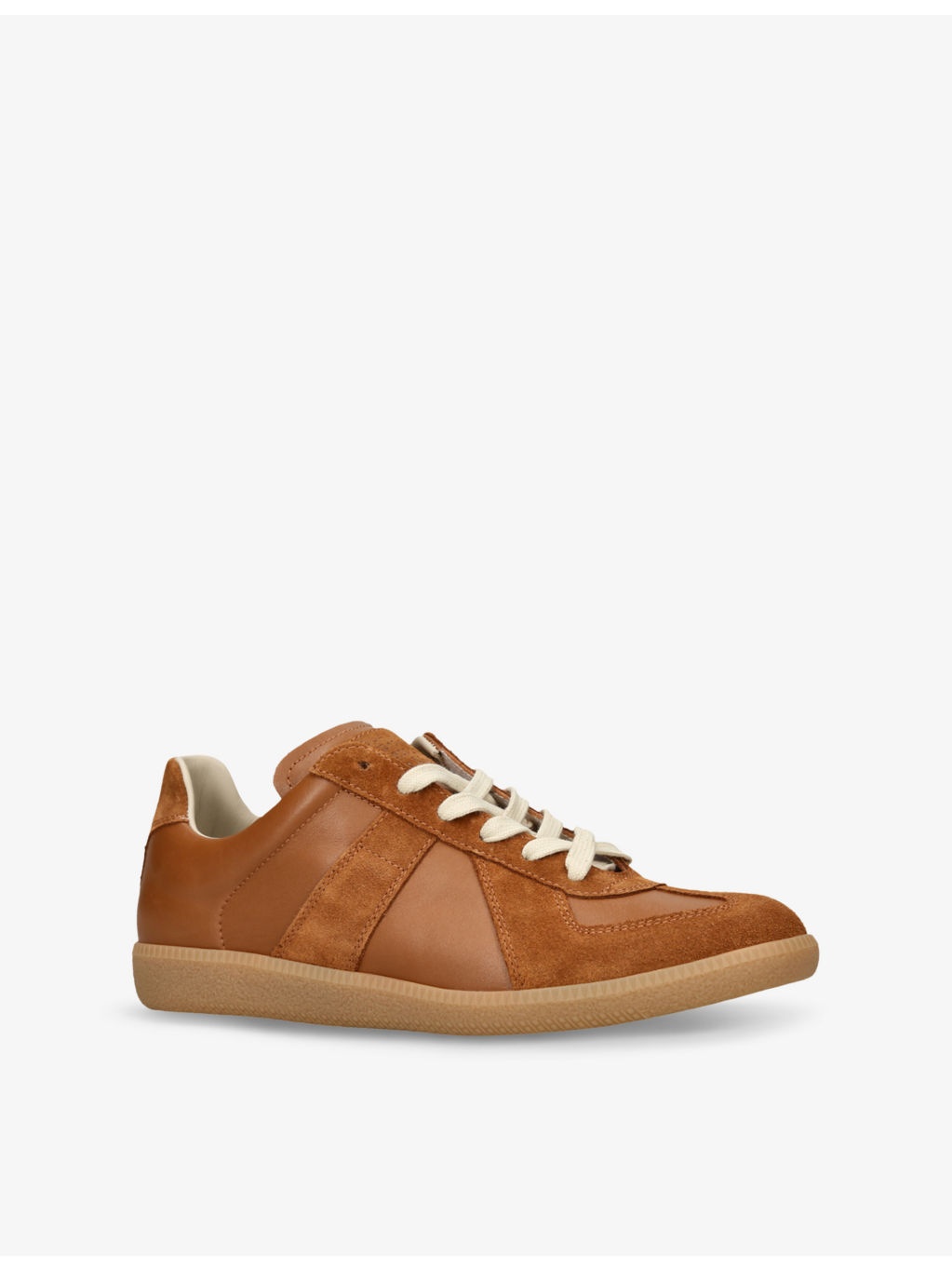 Replica contrast-sole leather low-top trainers - 3