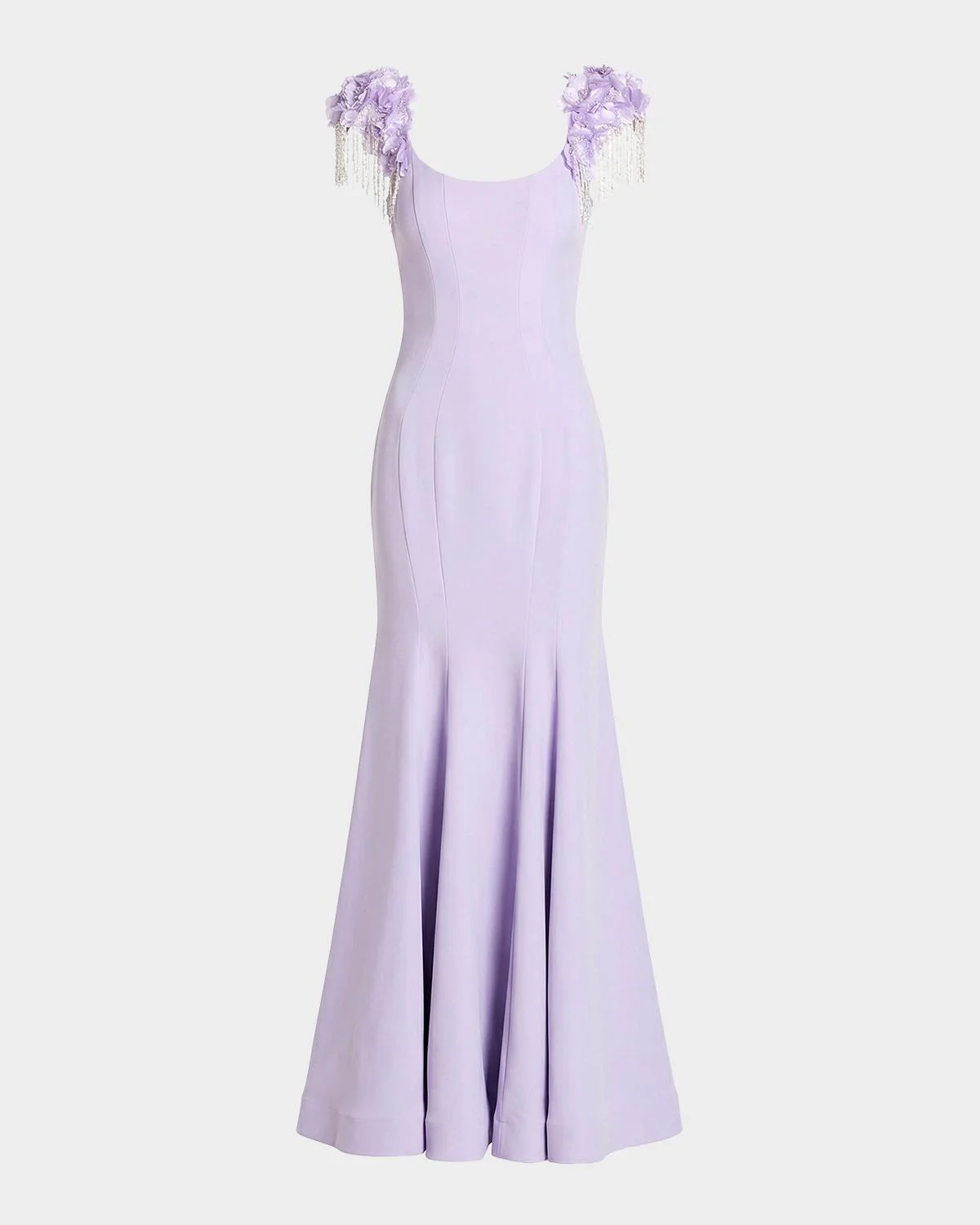 Fringe-Cap-Sleeve Trumpet Gown - 1