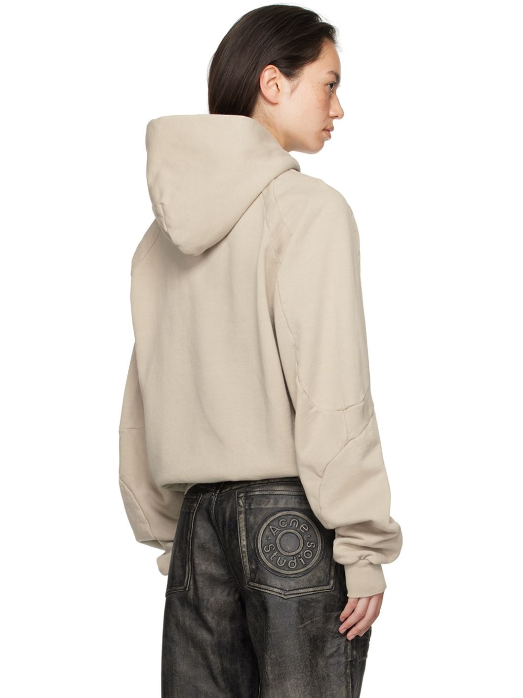 Beige Oversized Zip Hoodie - 3