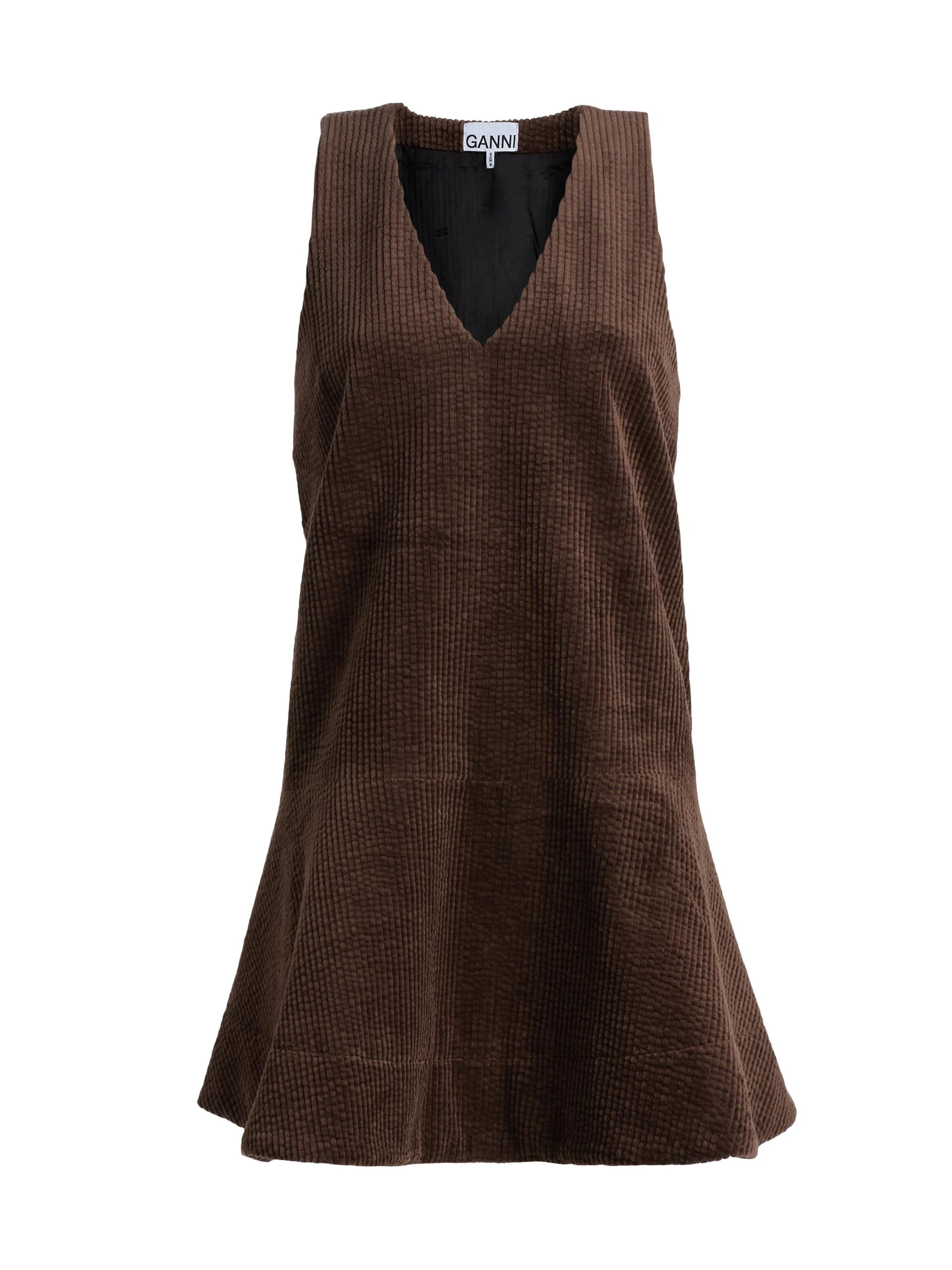 Women's Seersucker Corduroy V-Neck Minidress - Chicory Coffee - 1