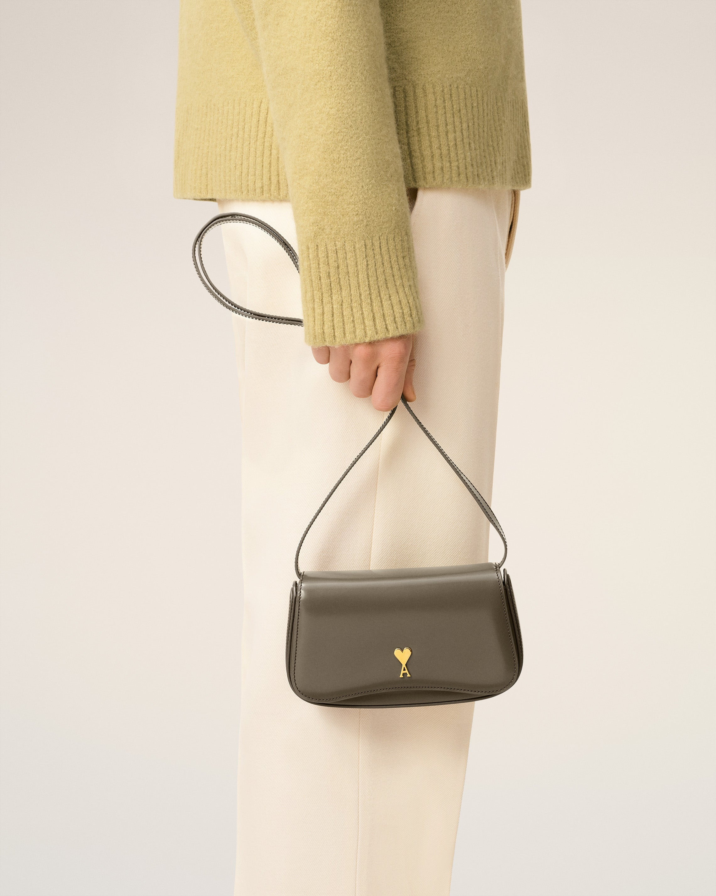 GREY GLAZED LEATHER SMALL CROSSBODY PARIS PARIS BAG - 2
