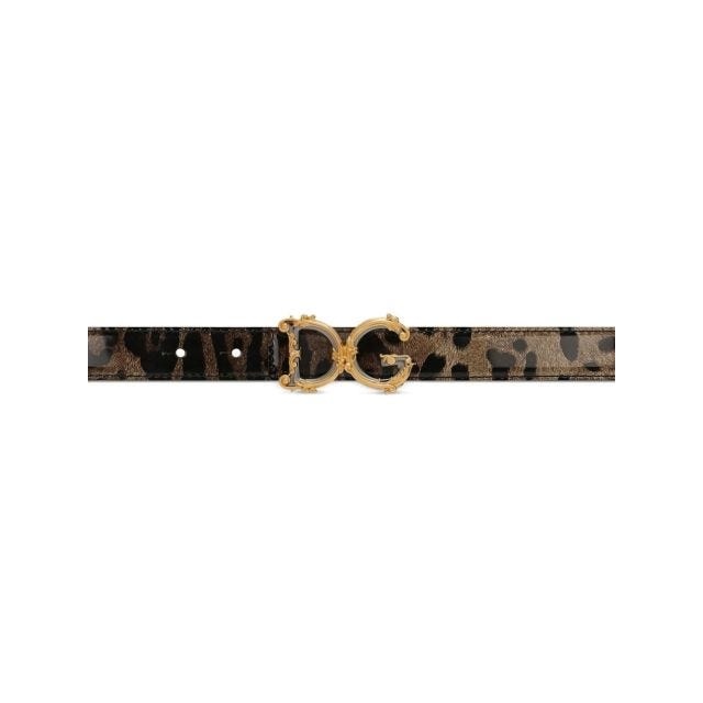 Spotted belt with gold logo buckle - 3