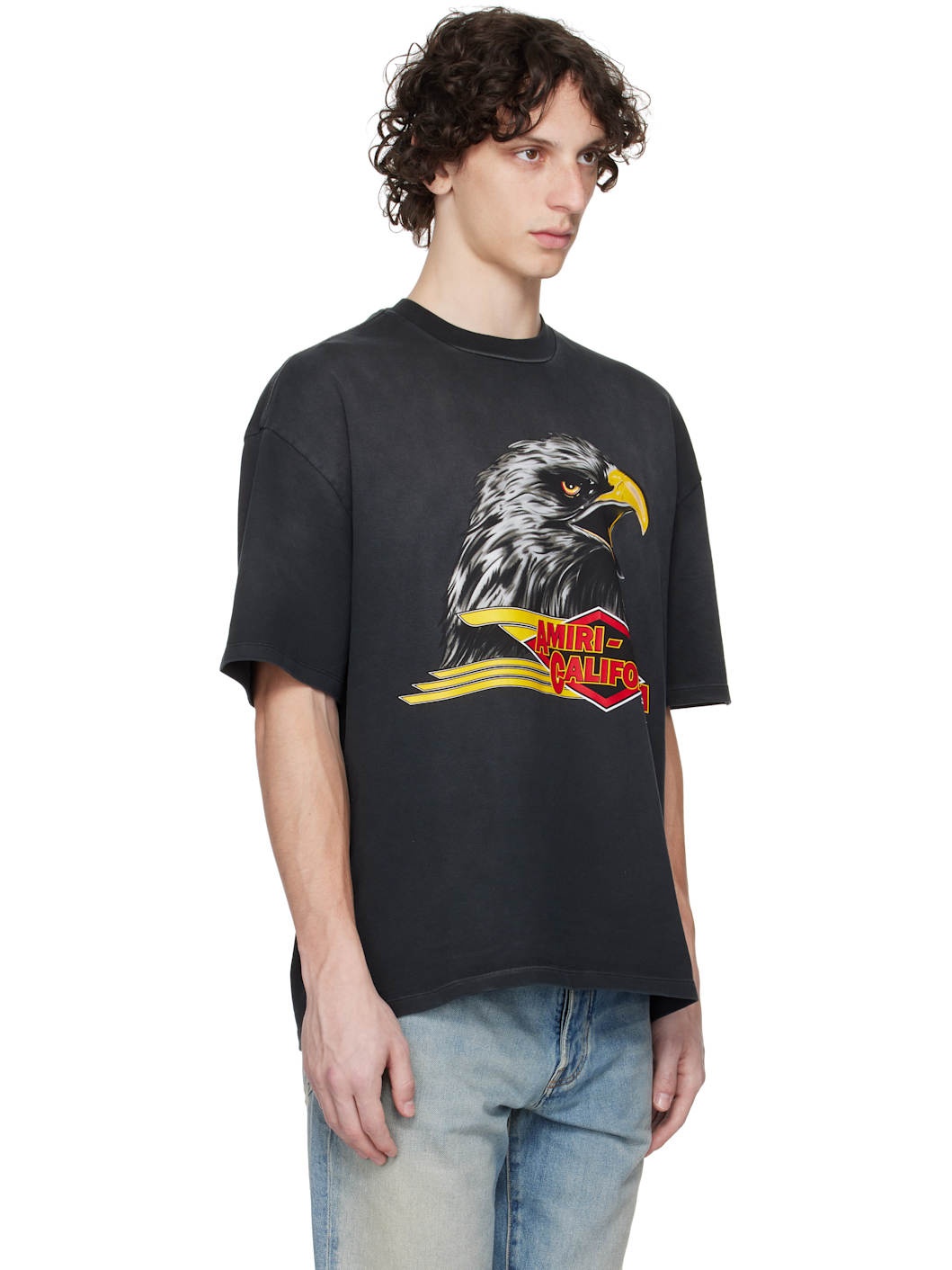 Black 'Amiri Eagle' Oversized T-shirt - 2