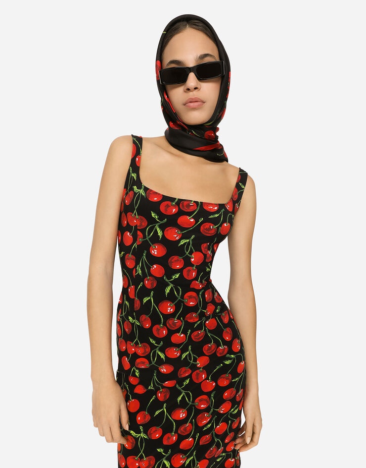 Cherry-print jersey midi dress - 4