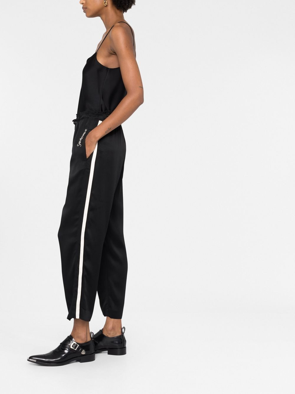 logo-embroidered crop trousers - 4