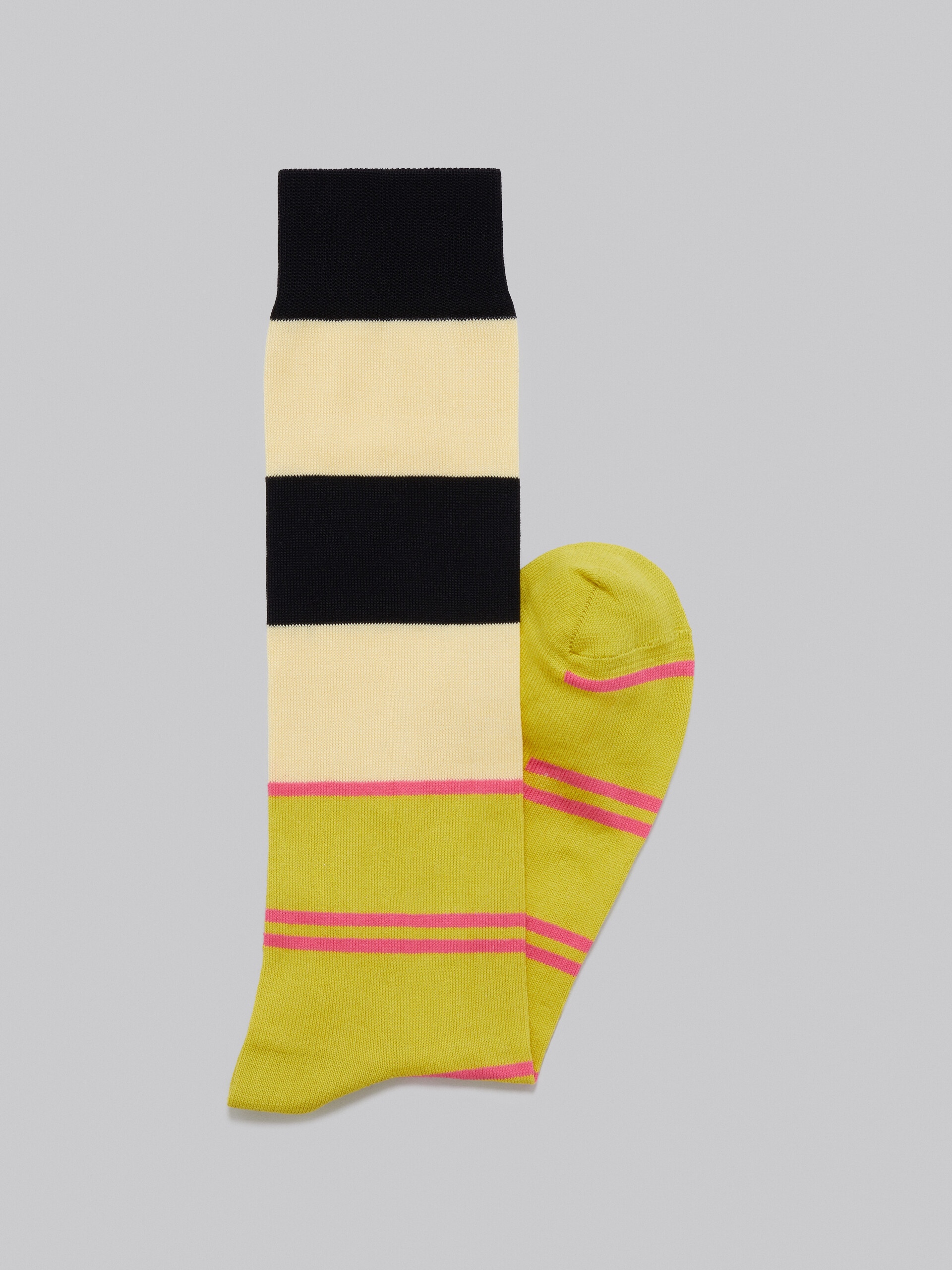 YELLOW COTTON AND NYLON SOCKS WITH MULTICOLOUR STRIPES - 2