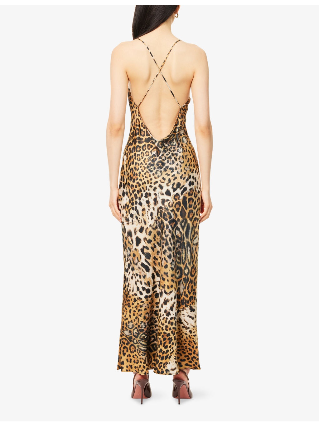 Animal-Print Open-Back Silk Maxi Dress - 4