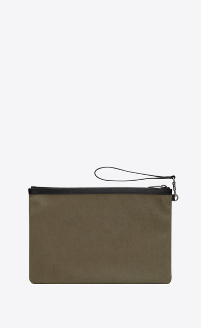 SAINT LAURENT rive gauche zippered pouch in cotton canvas outlook