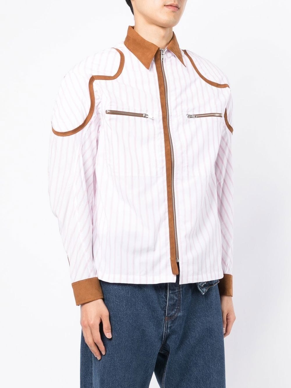 patch-detail striped shirts - 3