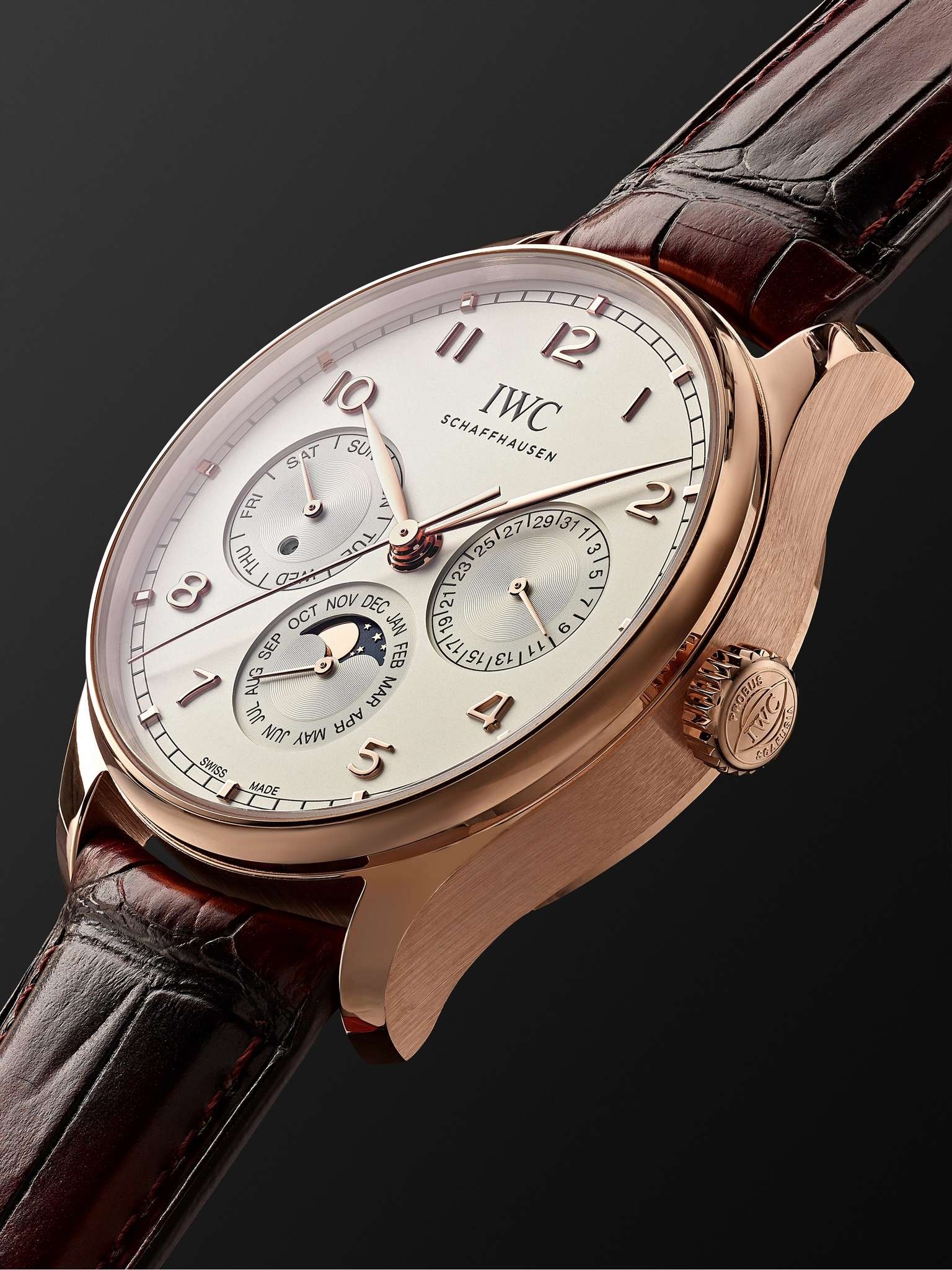 Portugieser Perpetual Calendar Automatic 42.4mm 18-Karat Red Gold and Alligator Watch, Ref. No. IW34 - 4