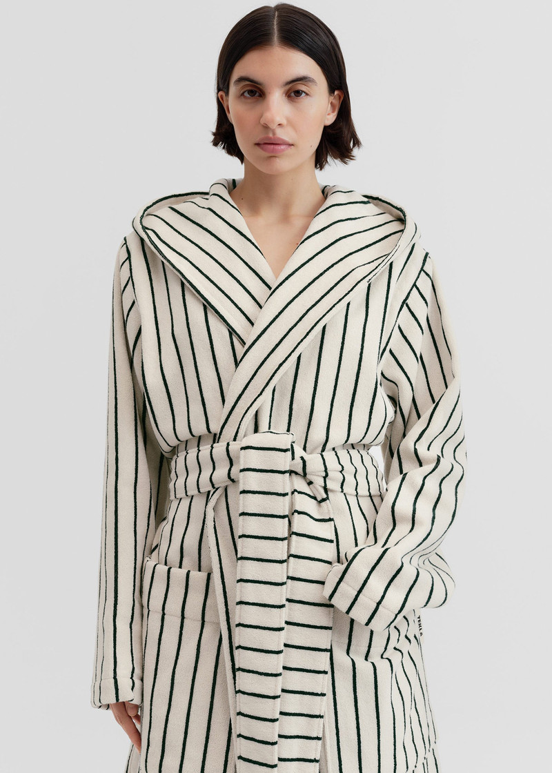 TEKLA Tekla Hooded Bathrobe - Racing Green Stripes outlook