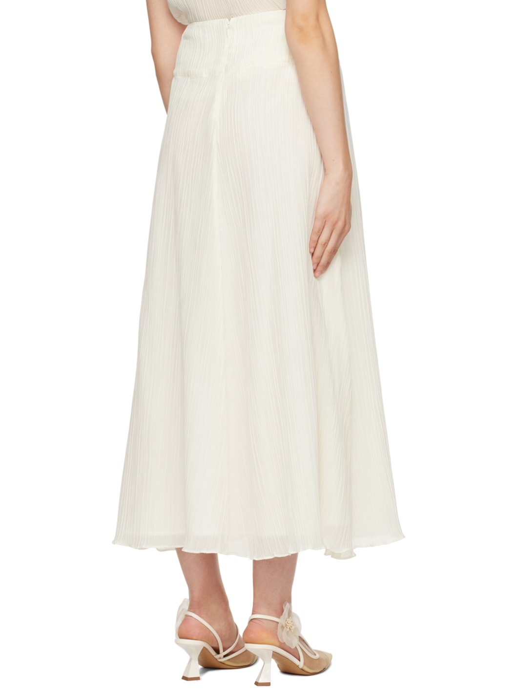 Off-White Parchment Midi Skirt - 3