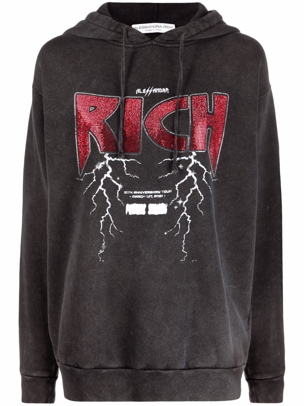 Rich rhinestone logo hoodie - 1