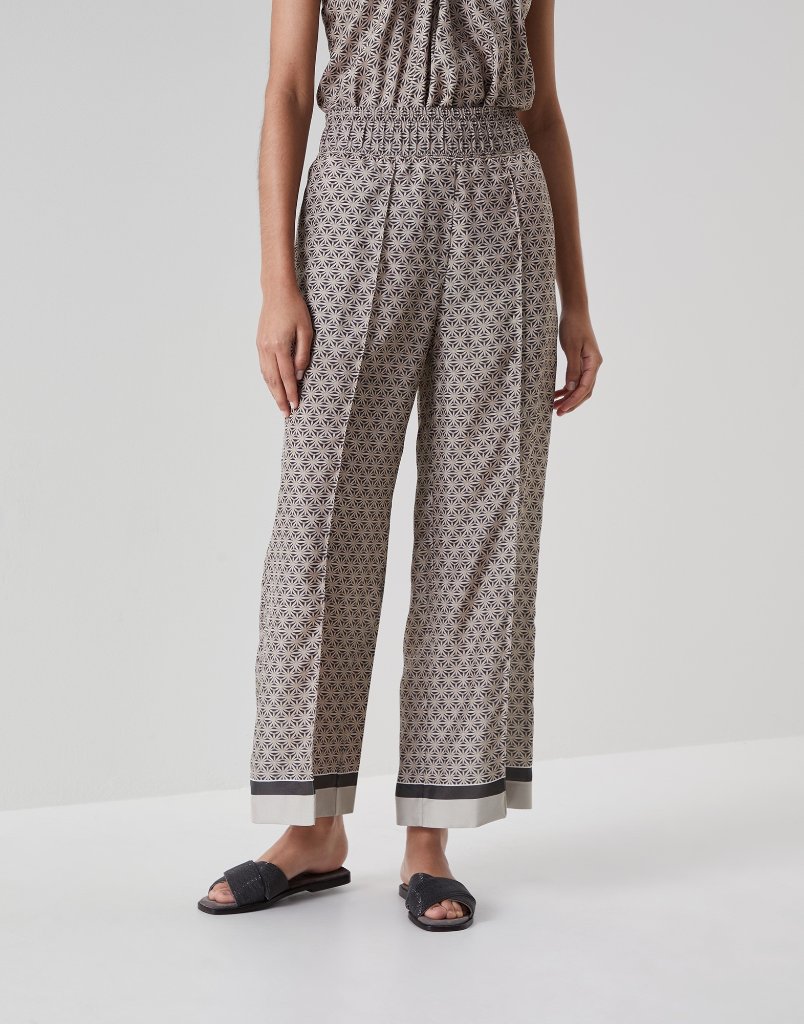 Brunello Cucinelli Starburst flower silk pongee pyjama-style