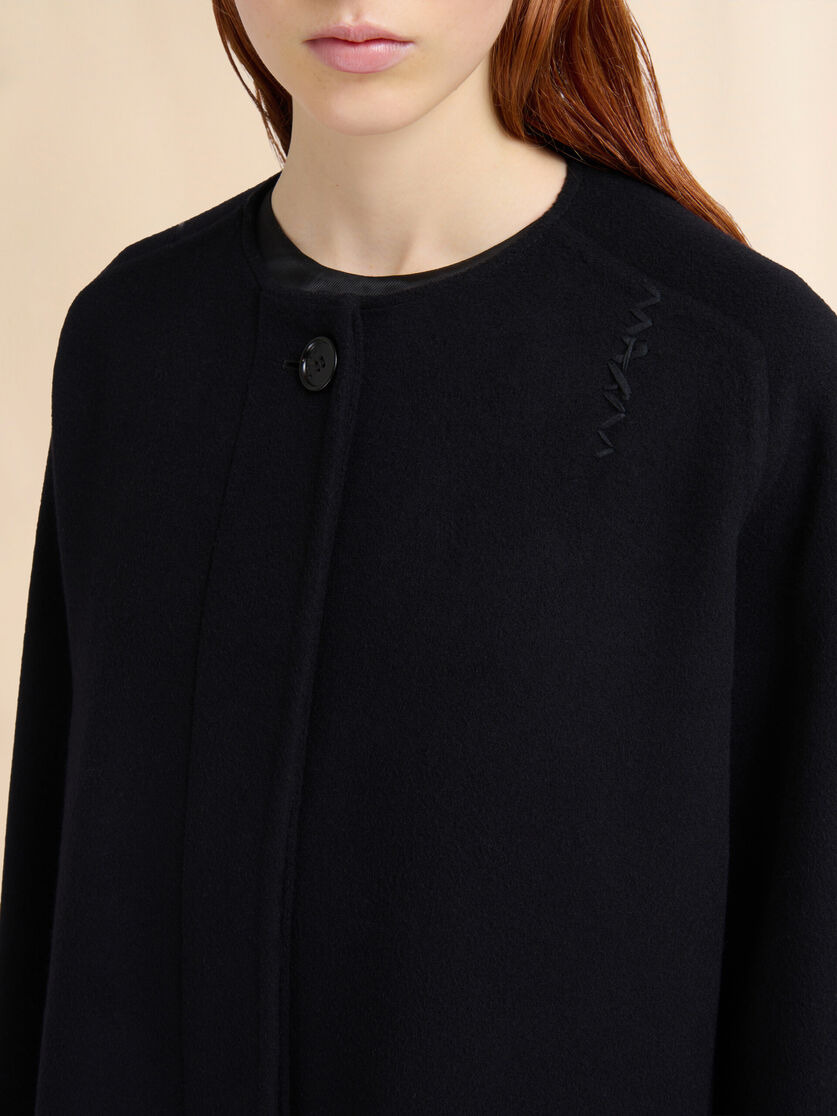 BLACK FELT COAT WITH MARNI SYMBOL - 4