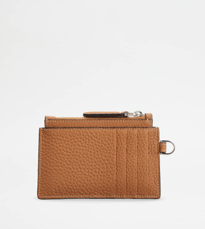 Tod's NECK CARD HOLDER IN LEATHER - BROWN outlook