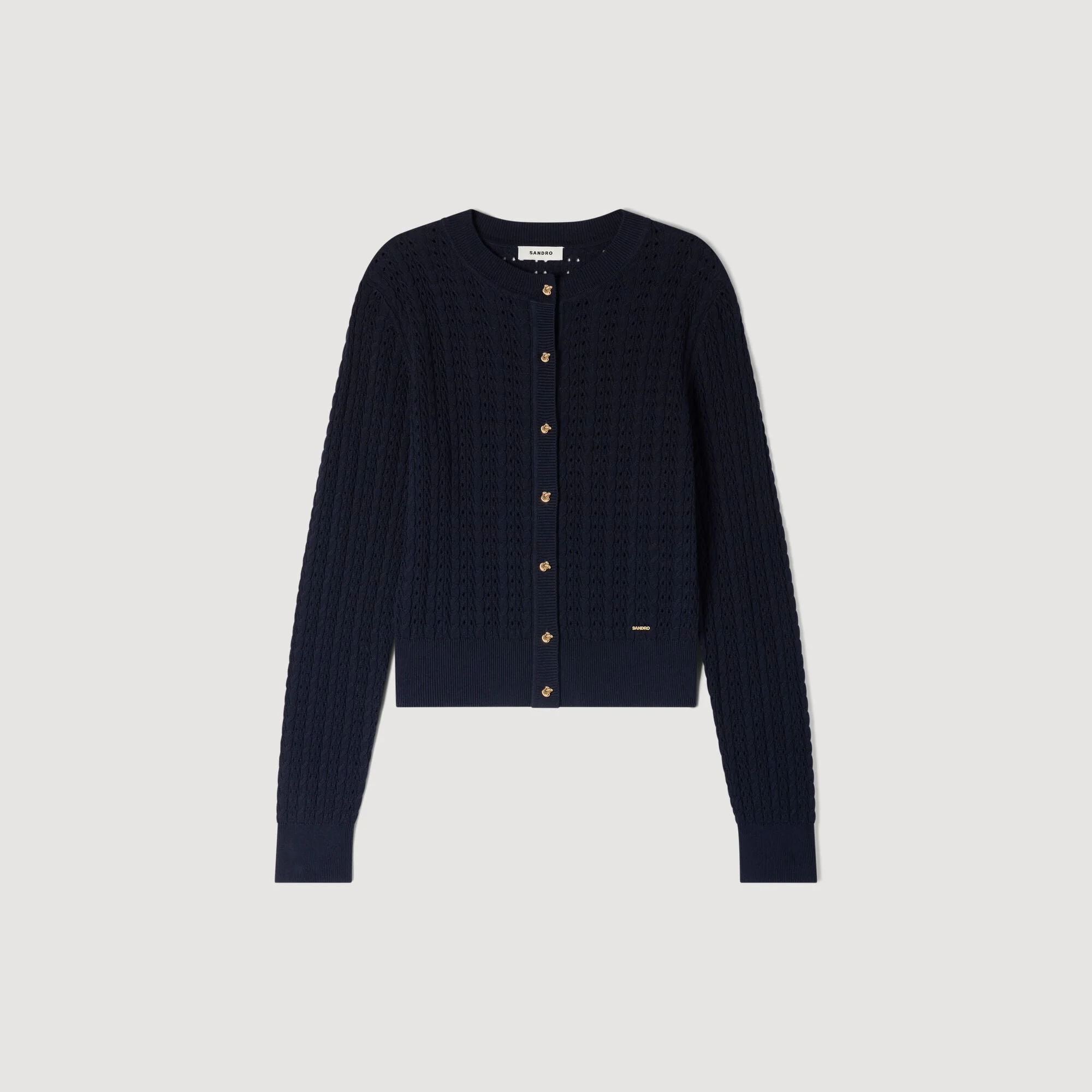 CROPPED TEXTURED KNIT CARDIGAN - 1