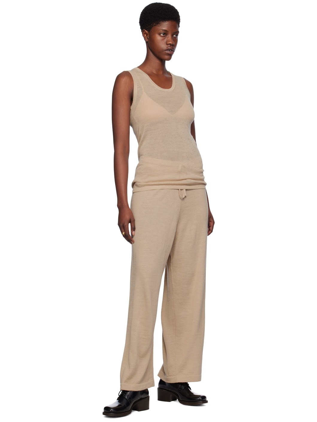 Beige Super Fine Tank Top - 4