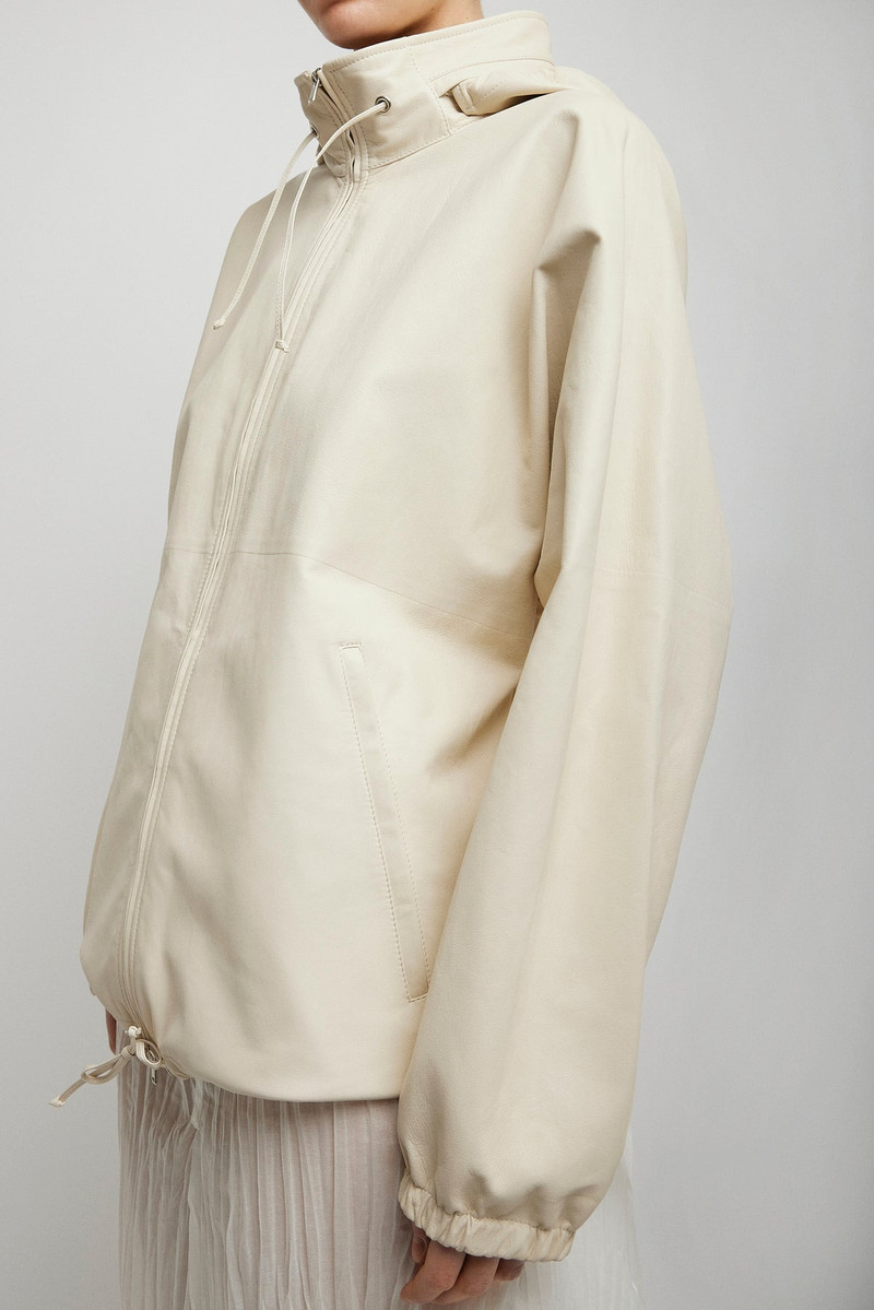 The Row Jilly leather zip hooded jacket outlook