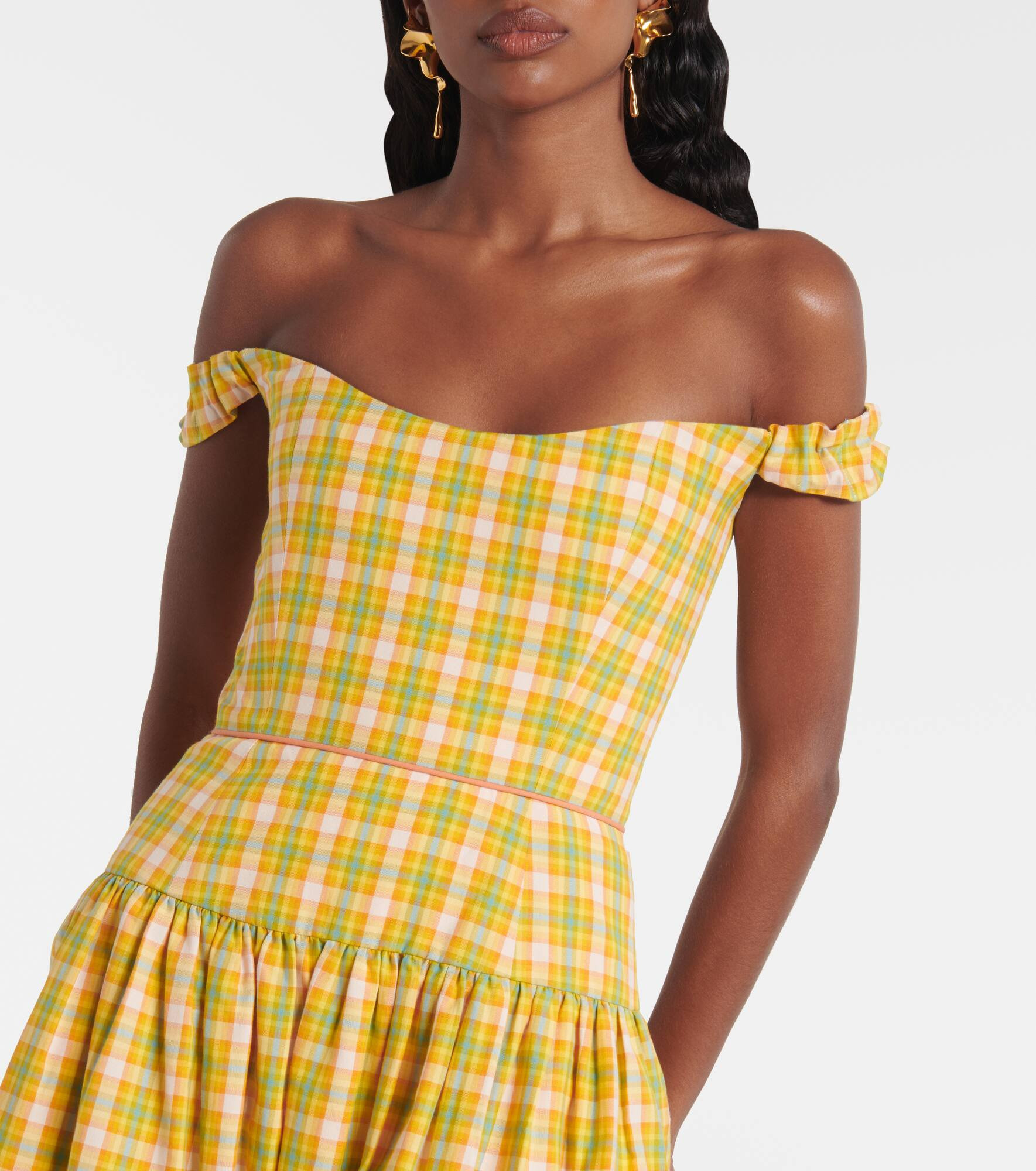 Giorgia checked cotton midi dress - 4