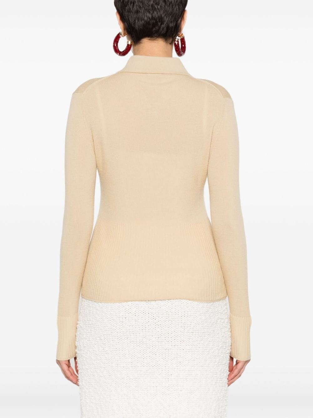 ribbed wool polo top - 4