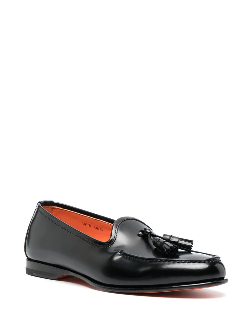 Santoni tassel-embellished leather loafers outlook