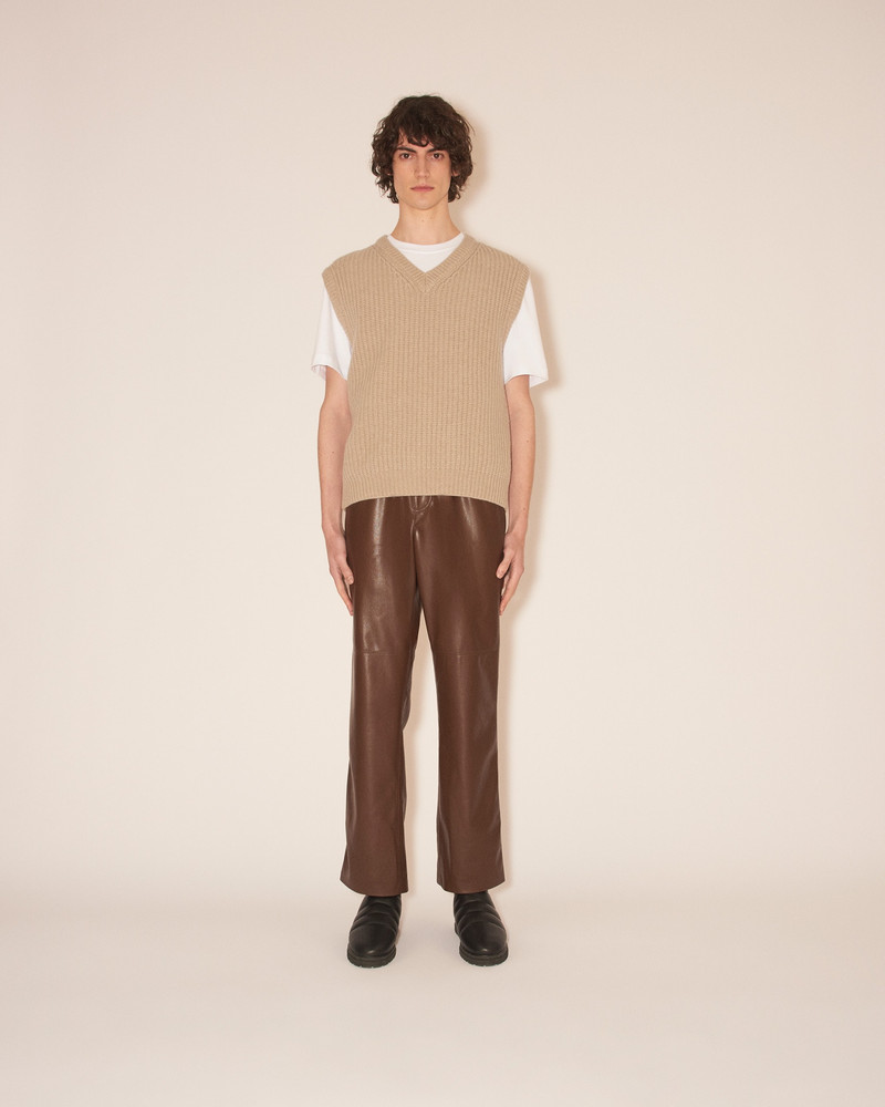 MALTHE - Cashmere v-neck vest - Clay - 1