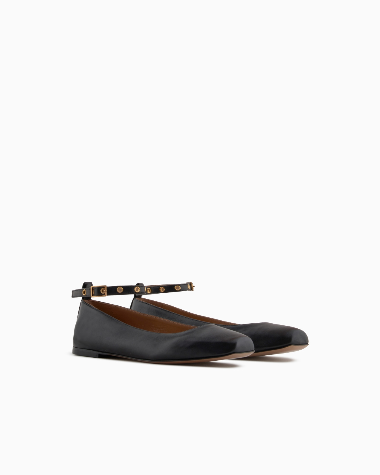 NAPPA-LEATHER SQUARE-TOED BALLERINAS WITH STRAP - 2