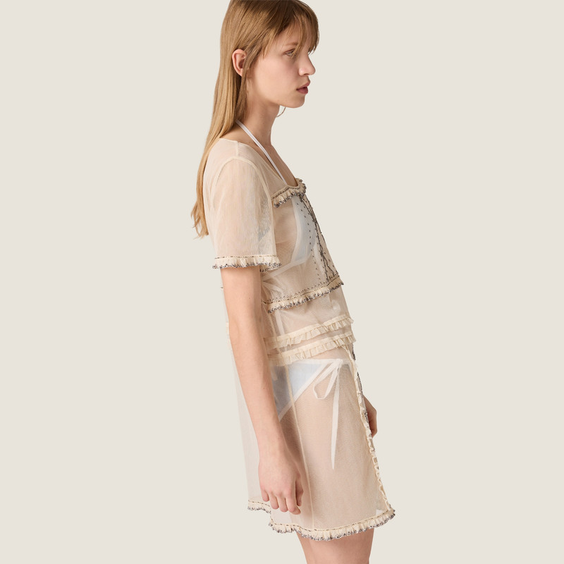 Embroidered tulle mini-dress 4