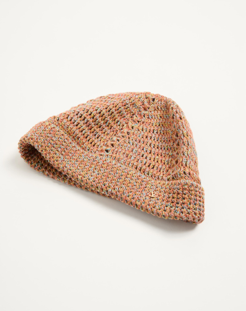 Valentino VLOGO SIGNATURE KNITTED BEANIE IN LINEN AND COTTON outlook