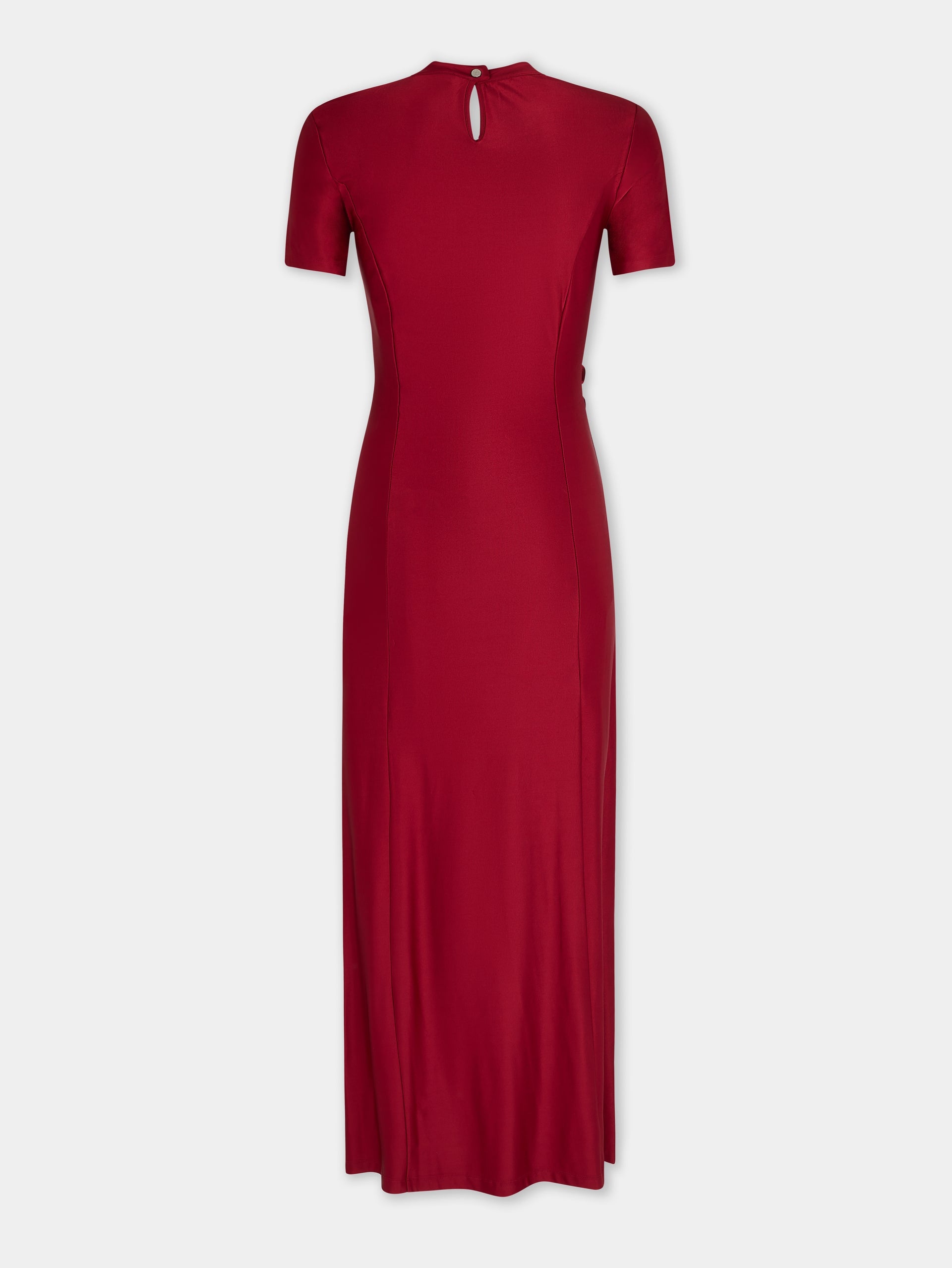 RED LONG DRAPED DRESS IN JERSEY - 8