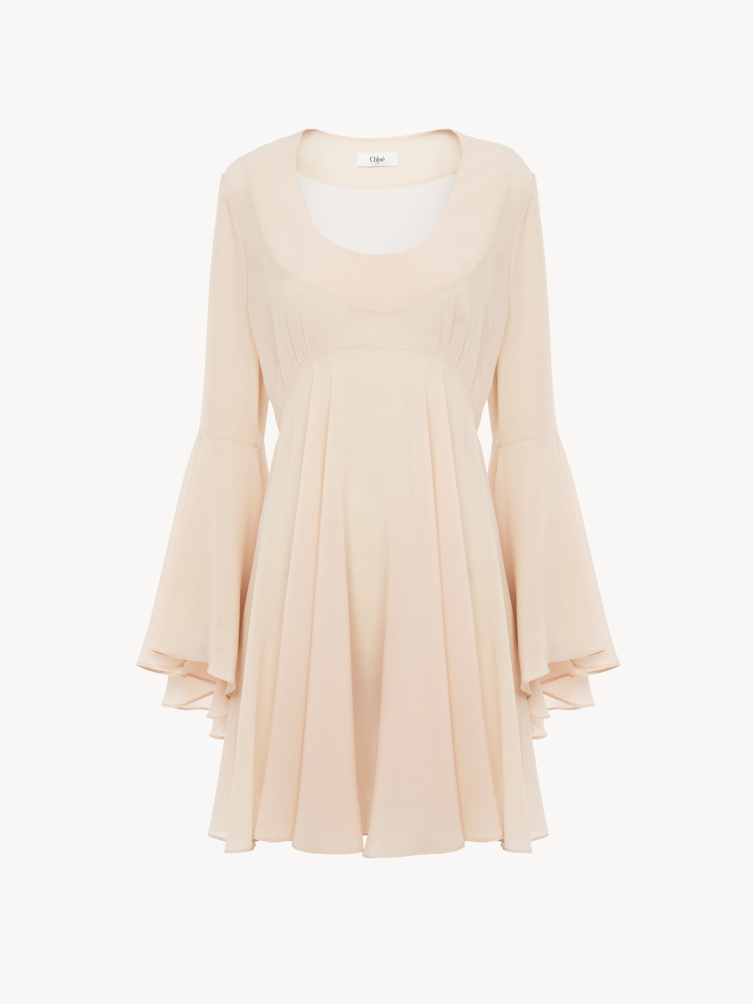 FLARED MINI DRESS IN SILK GEORGETTE - 2