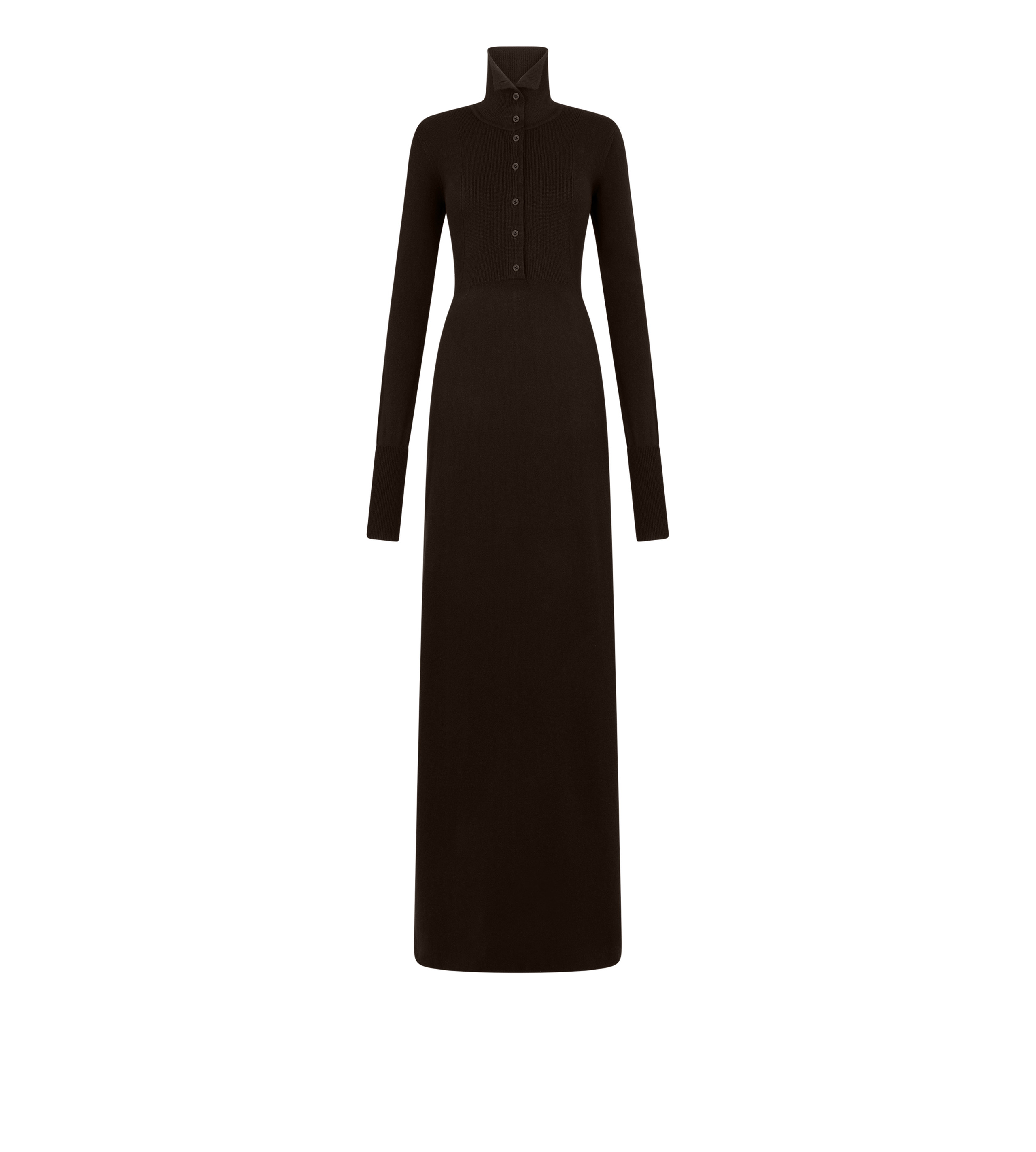 LONG OPEN TURTLENECK CASHMERE DRESS - 1