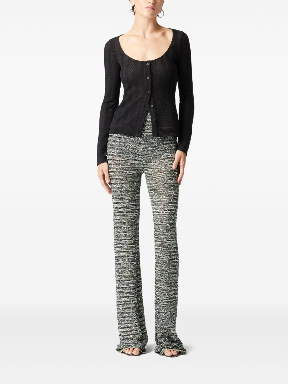 sequin-embellished flared trousers - 2