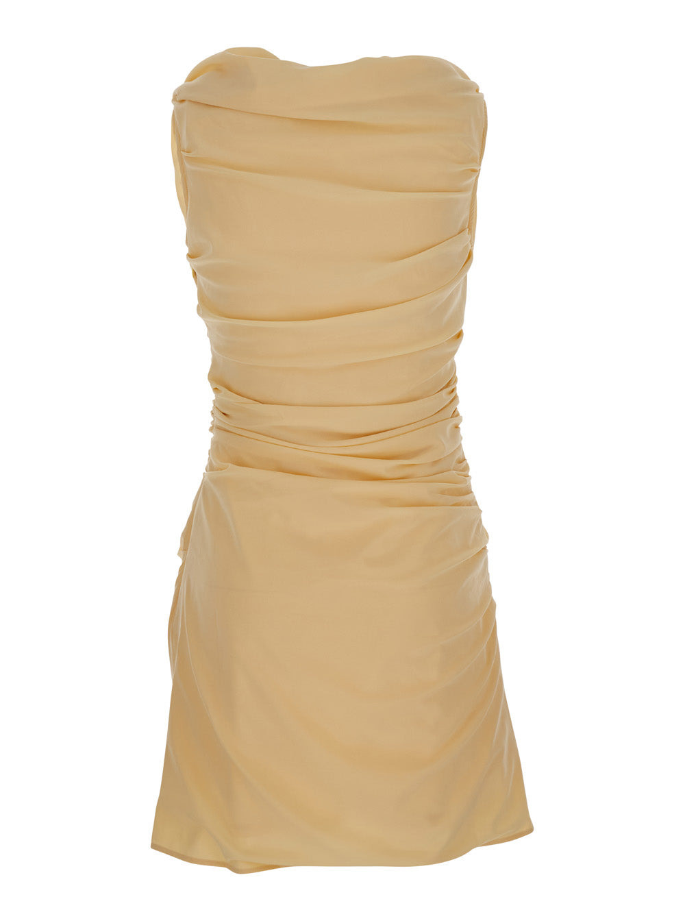 Jacquemus Women 'The Rita' Beige Dress With V-Neck And Draped Details In Cotton Woman - 2