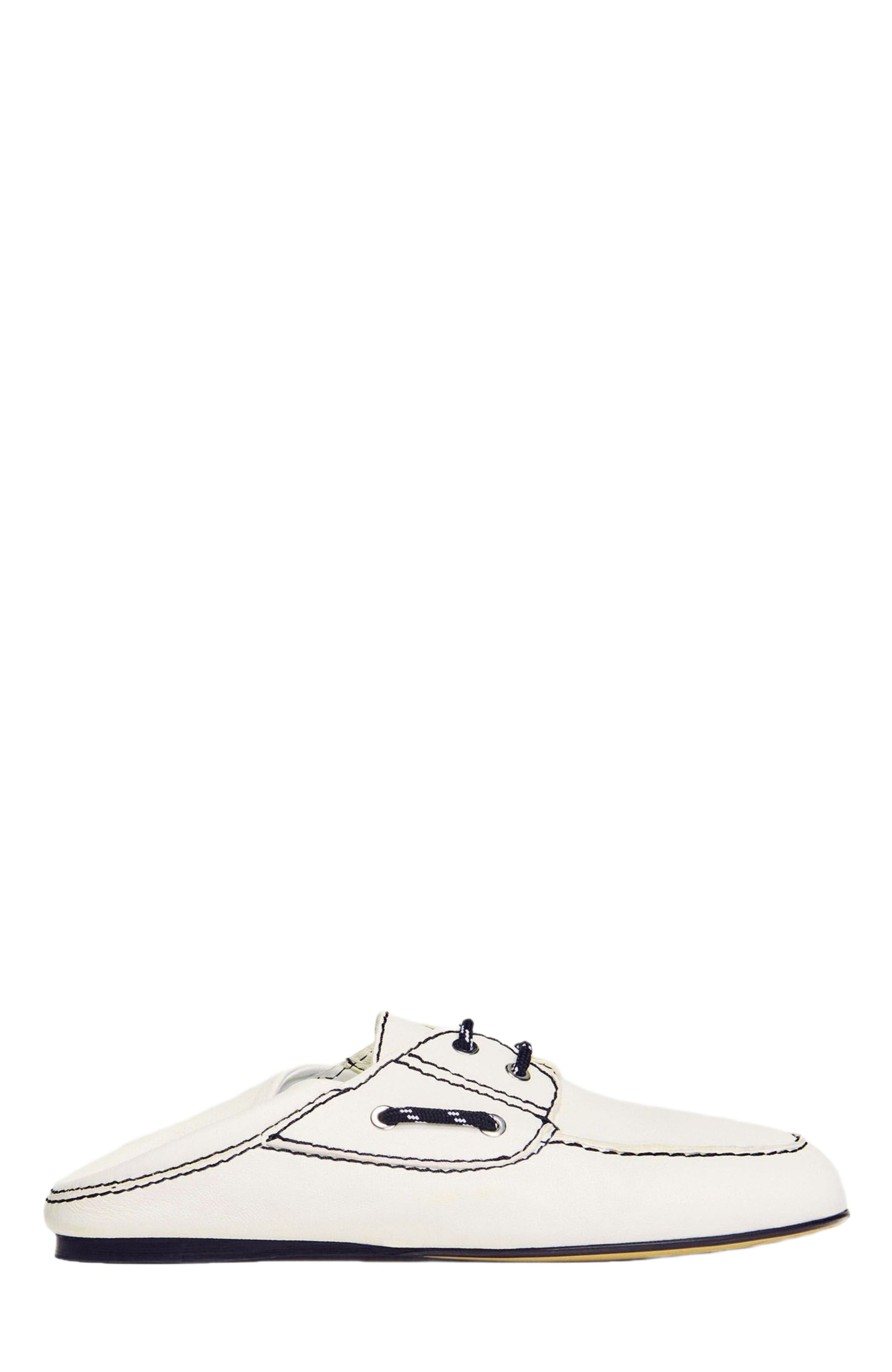 SANDRO Leather boat shoe loafers in White at Nordstrom - 4