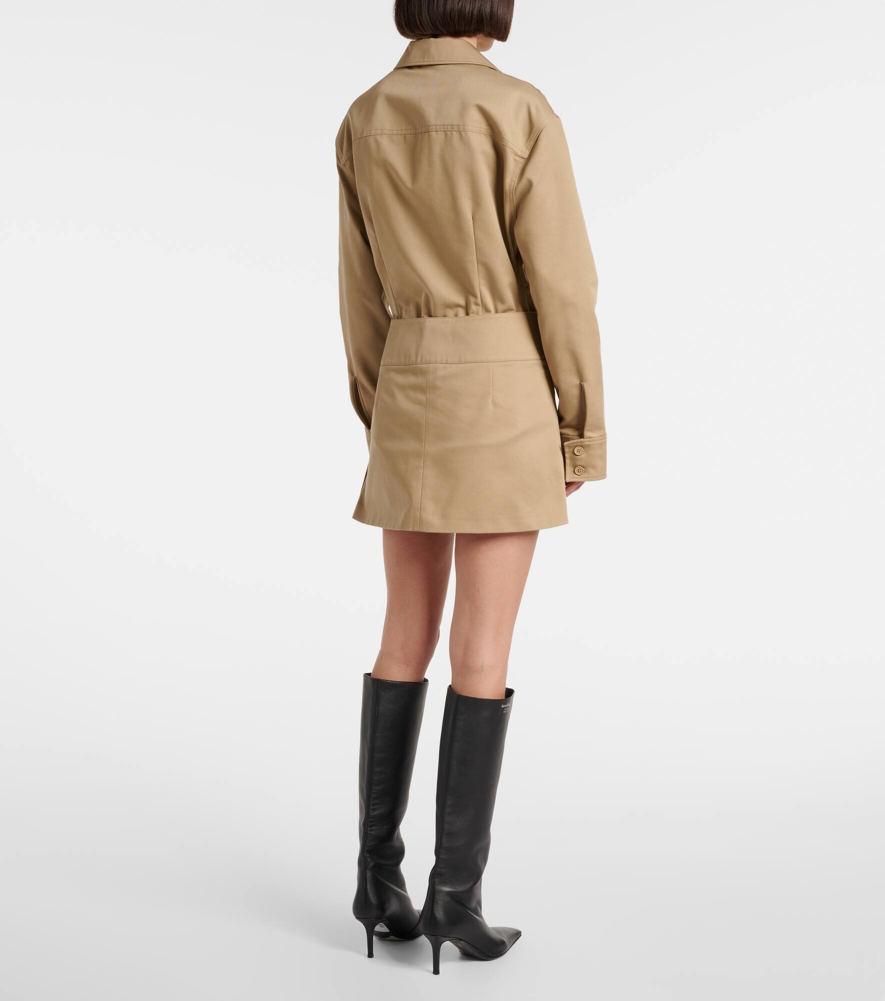 Belted and pleated polycotton miniskirt - 3