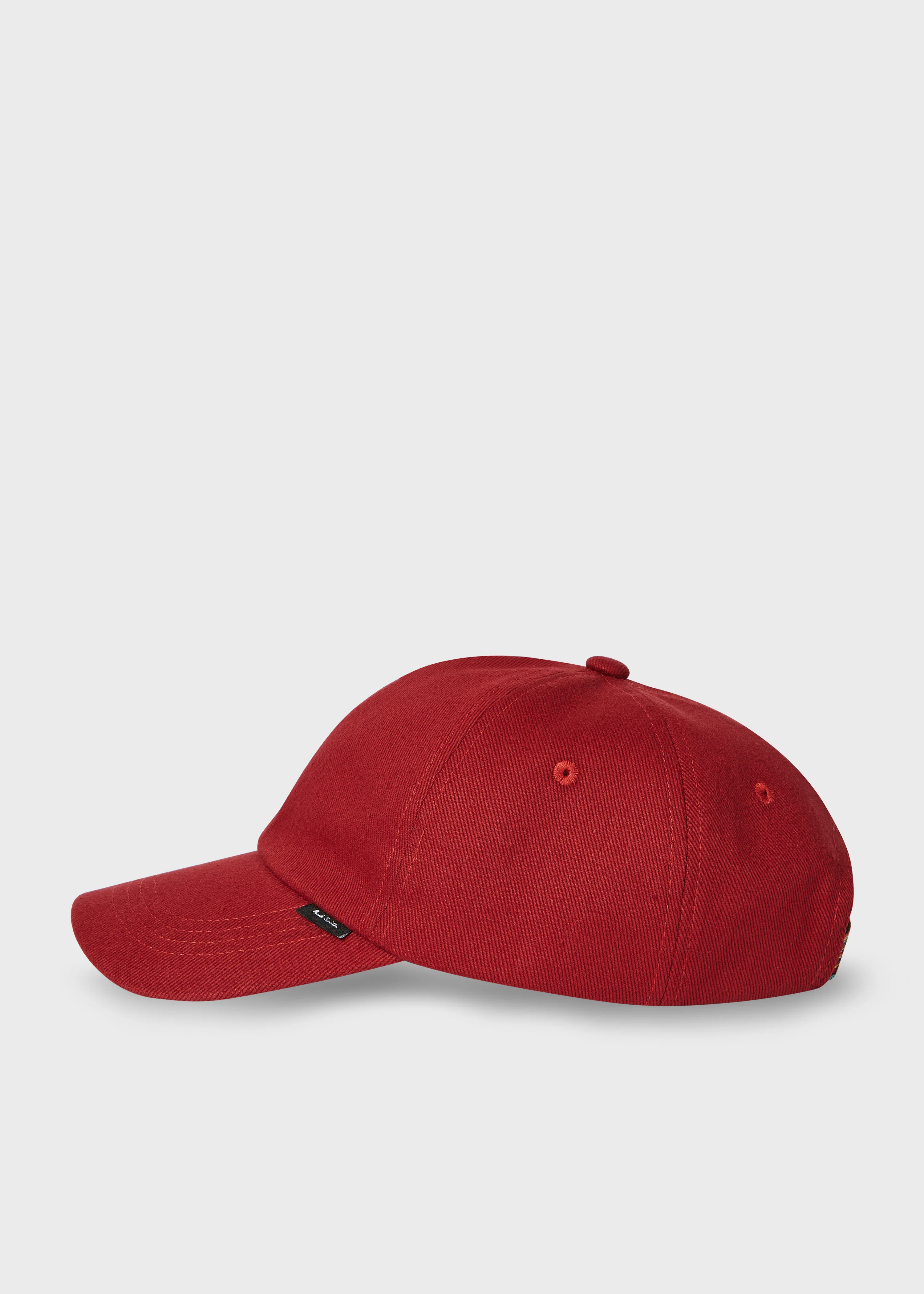 Red Cotton 'Signature Stripe' Cap - 1